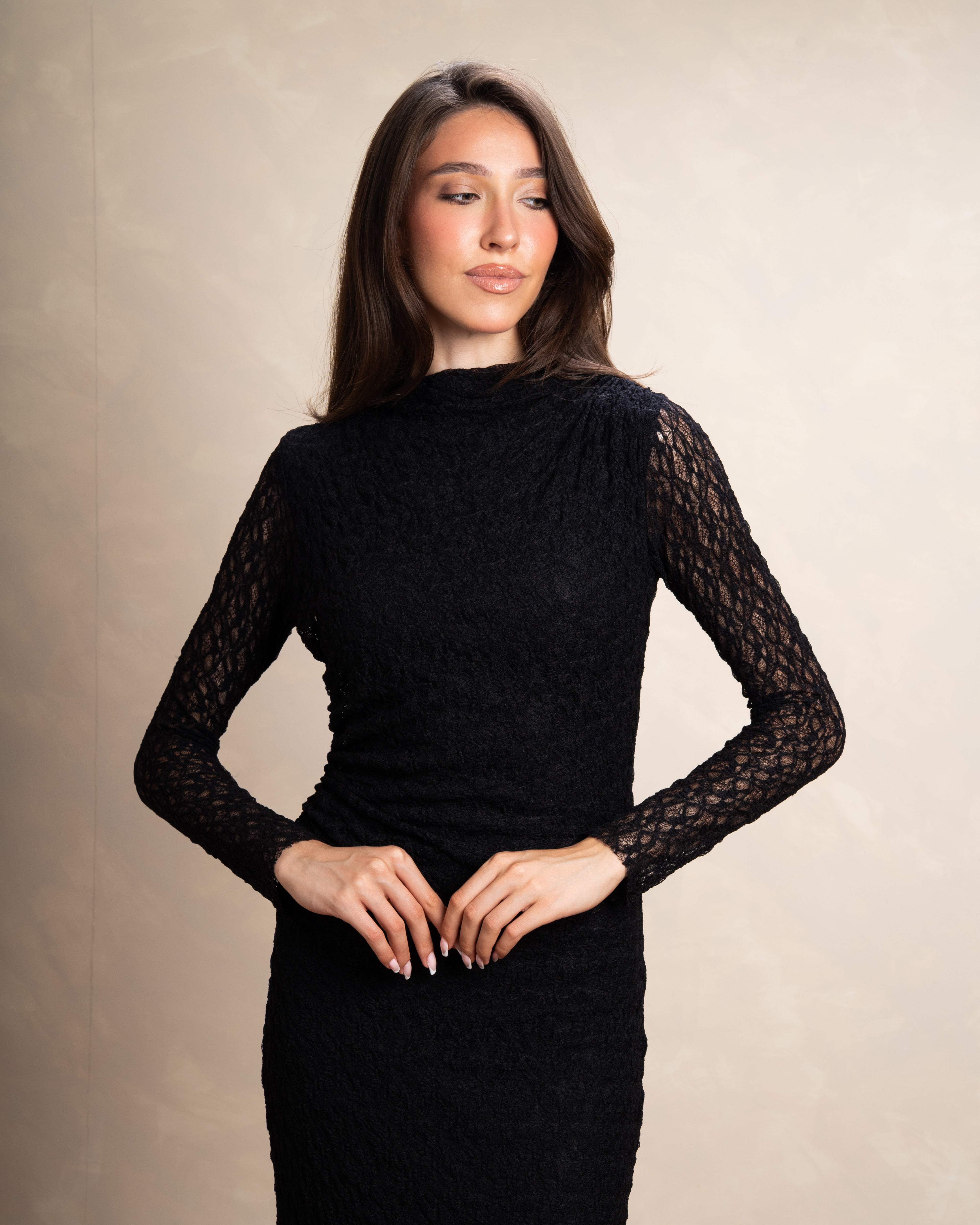 Plain Dress With Braided Sleeves