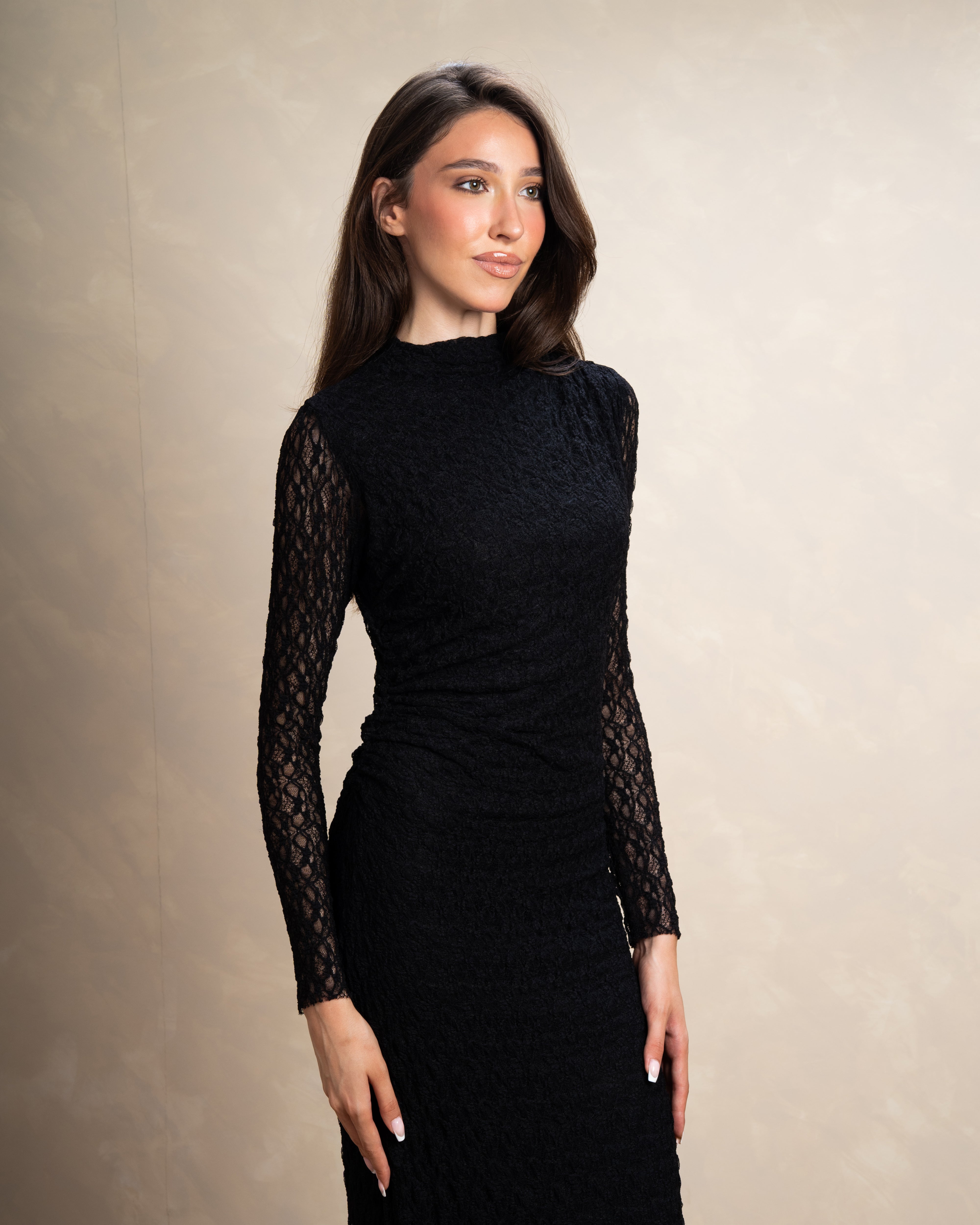 Plain Dress With Braided Sleeves