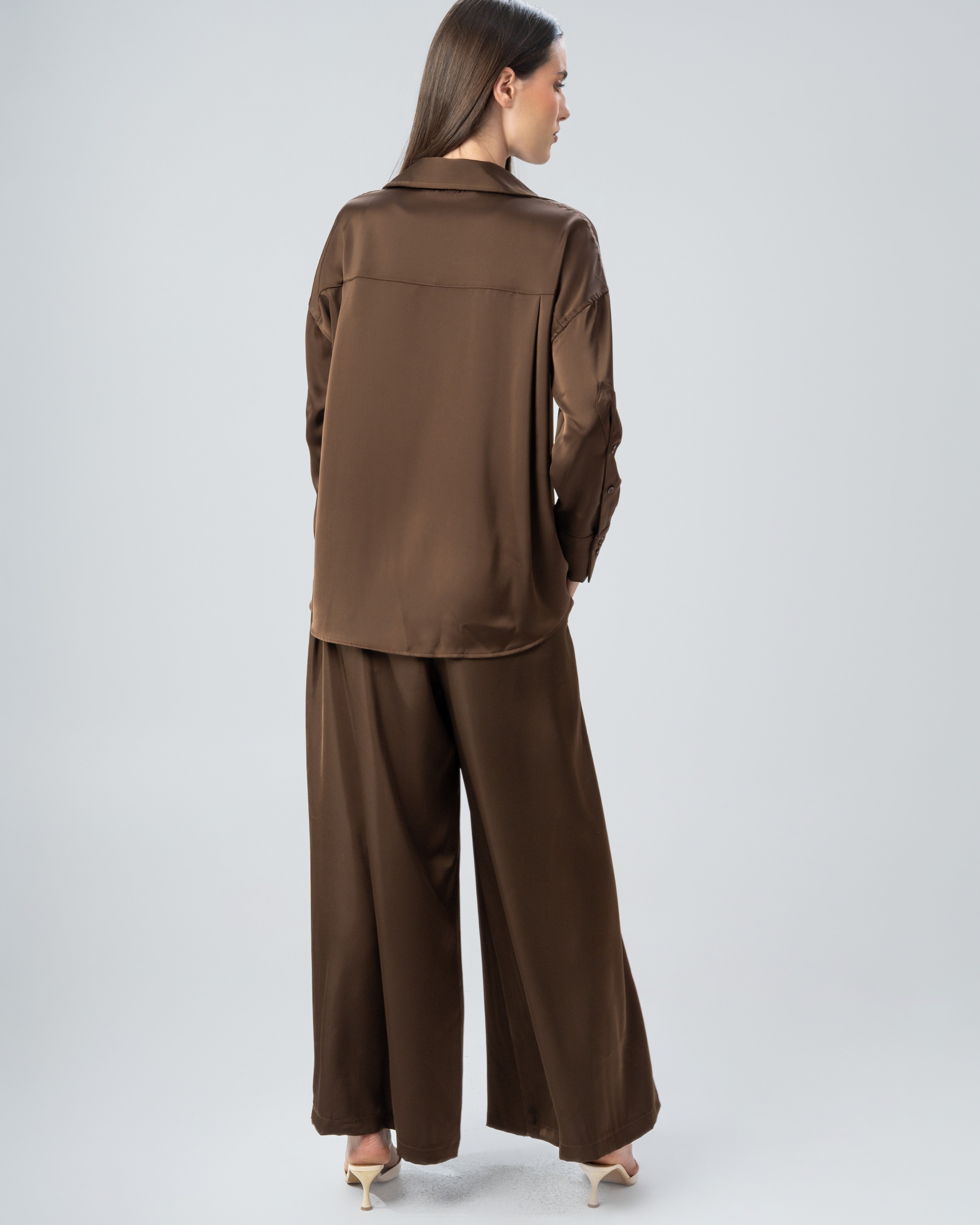 Plain Satin Shirt With Chest - Pocket And Buttons