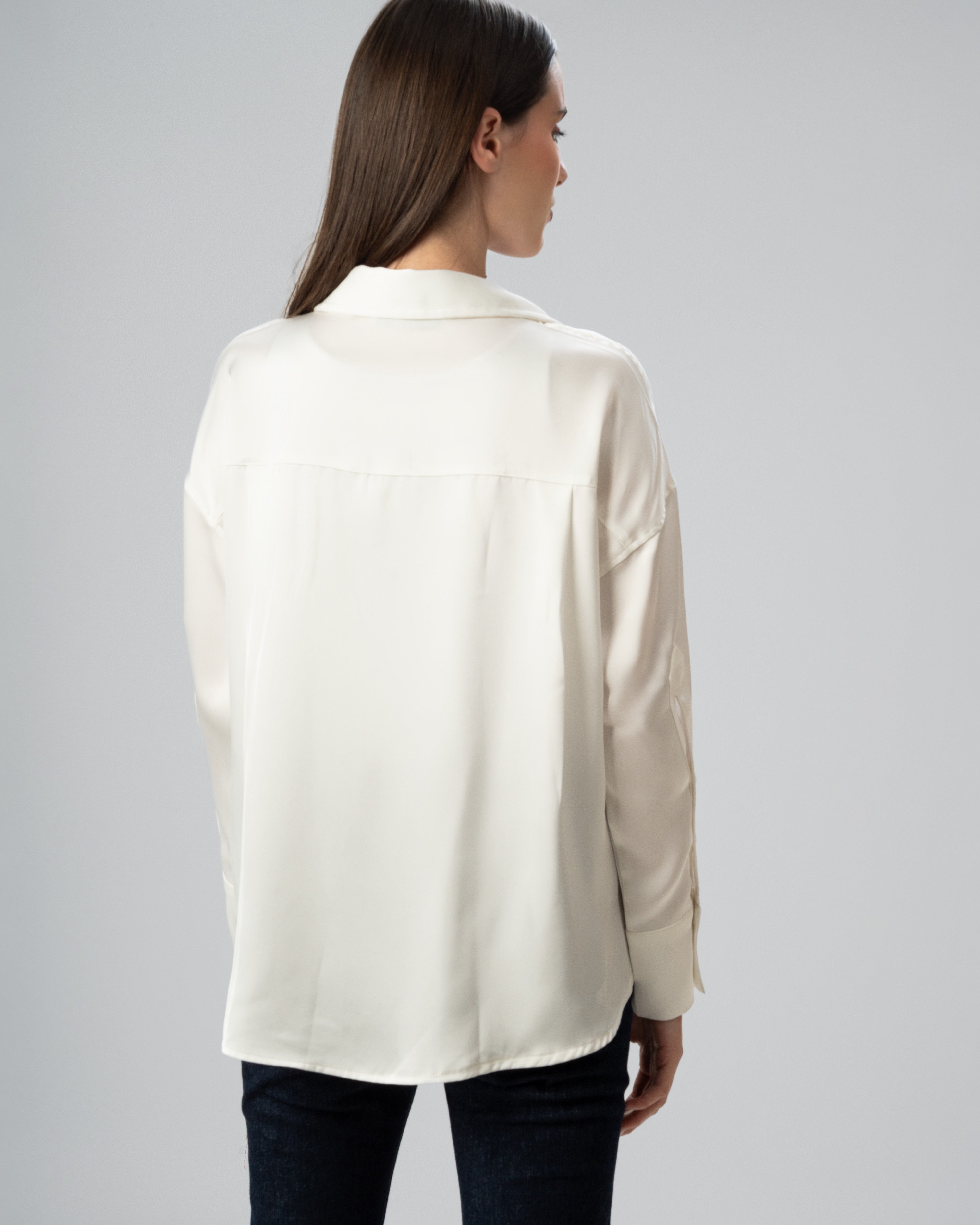 Plain Satin Shirt With Chest - Pocket And Buttons