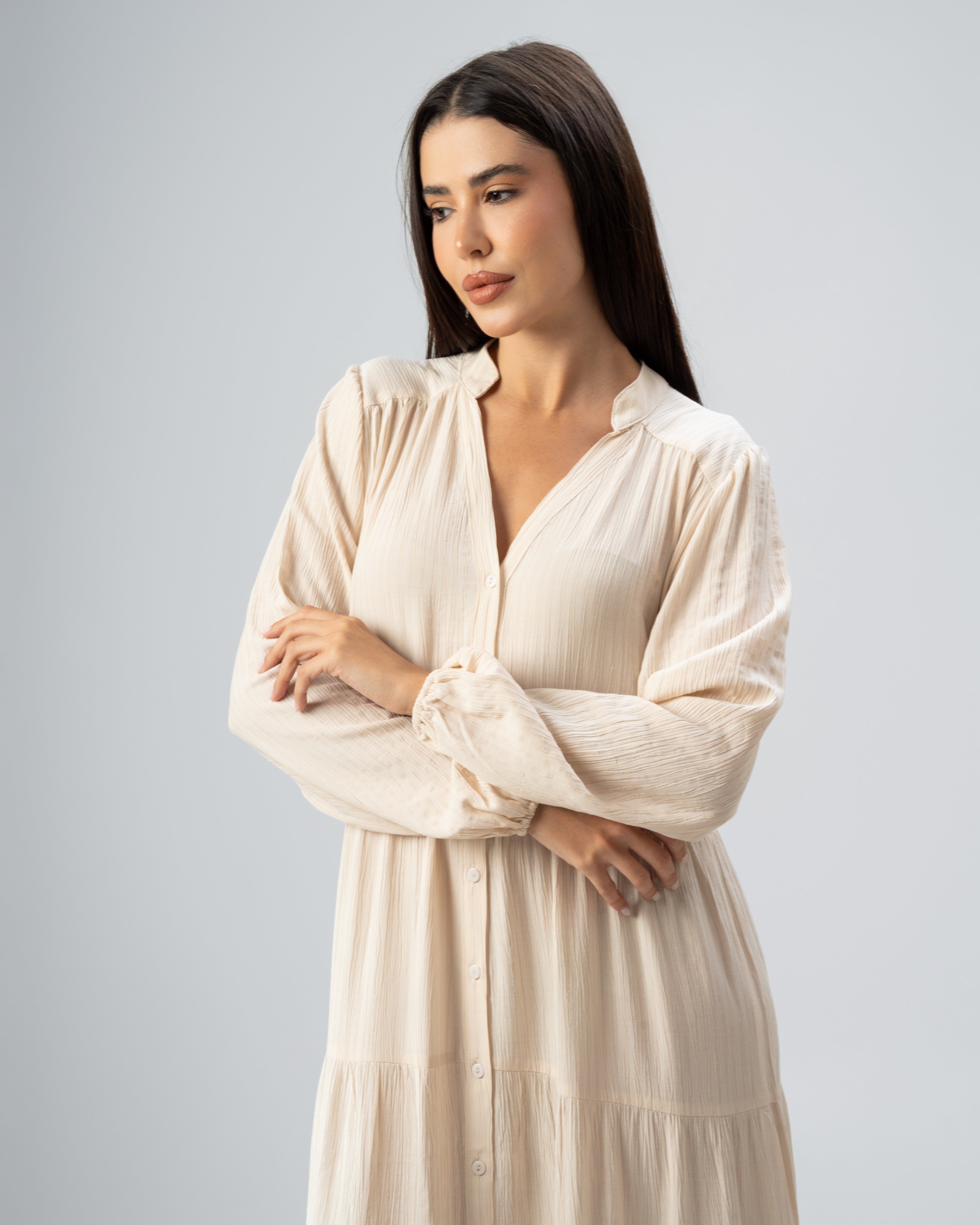Long Plain Dress - With Chest Buttons