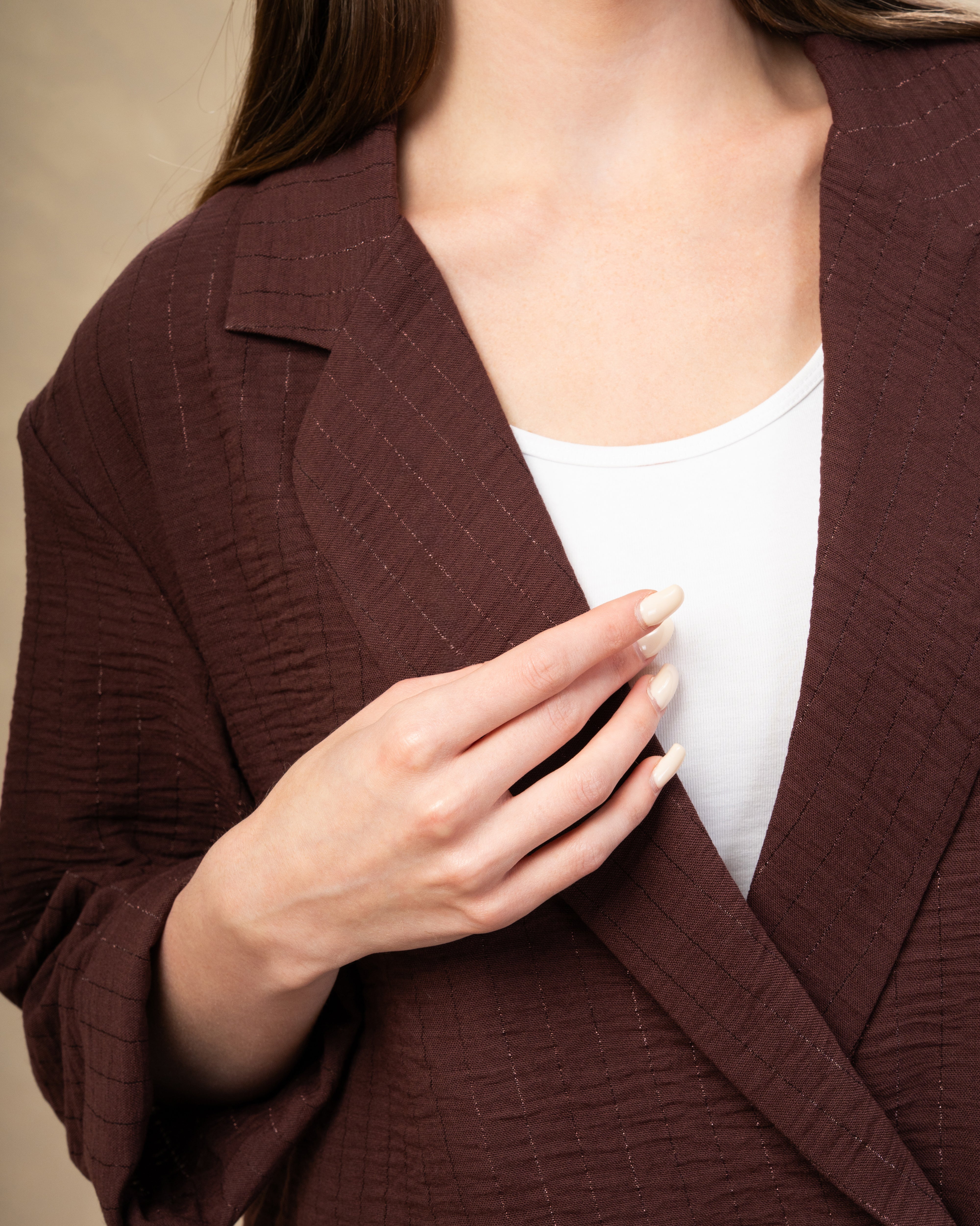 Long Striped Linen Blazer