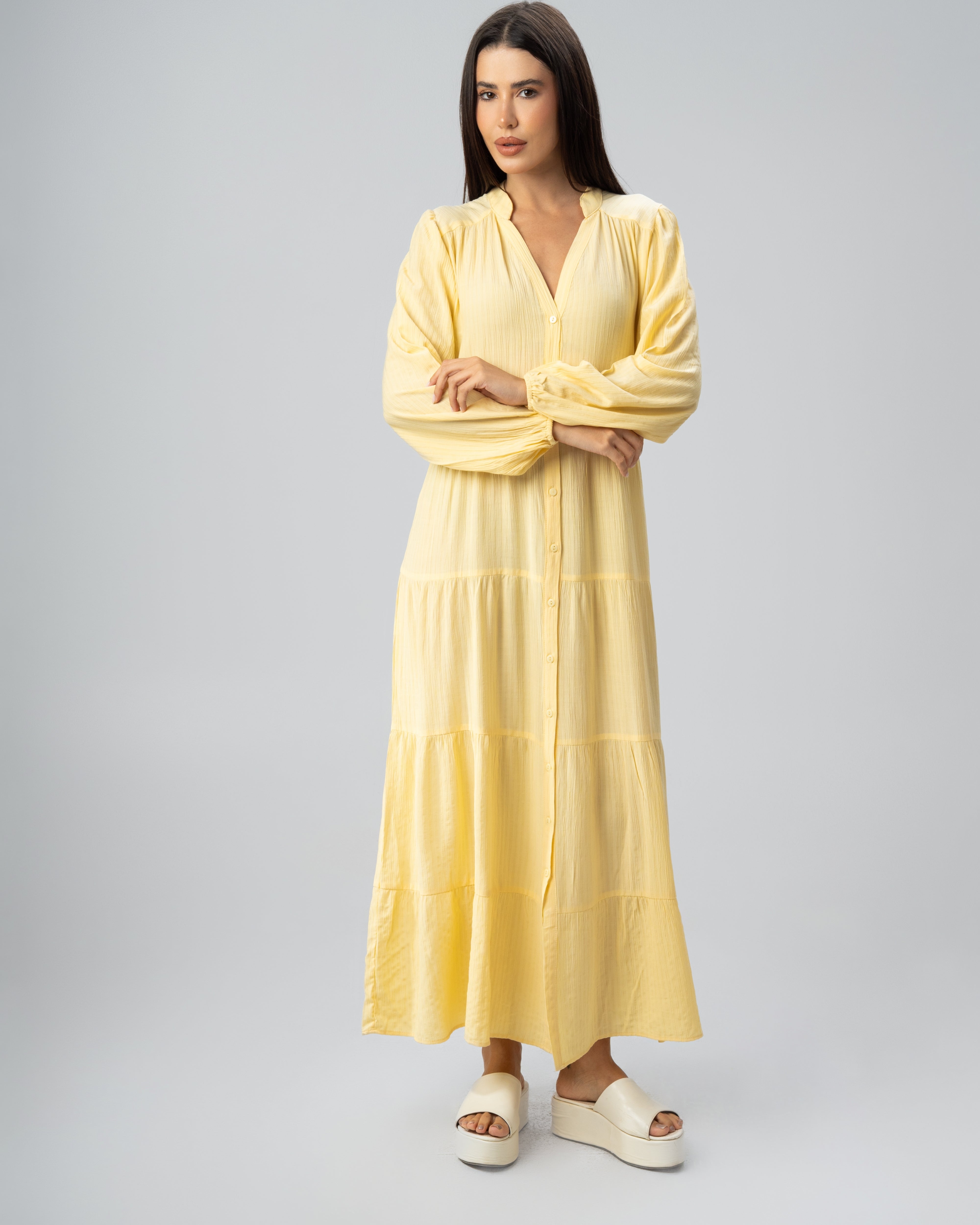 Long Plain Dress - With Chest Buttons