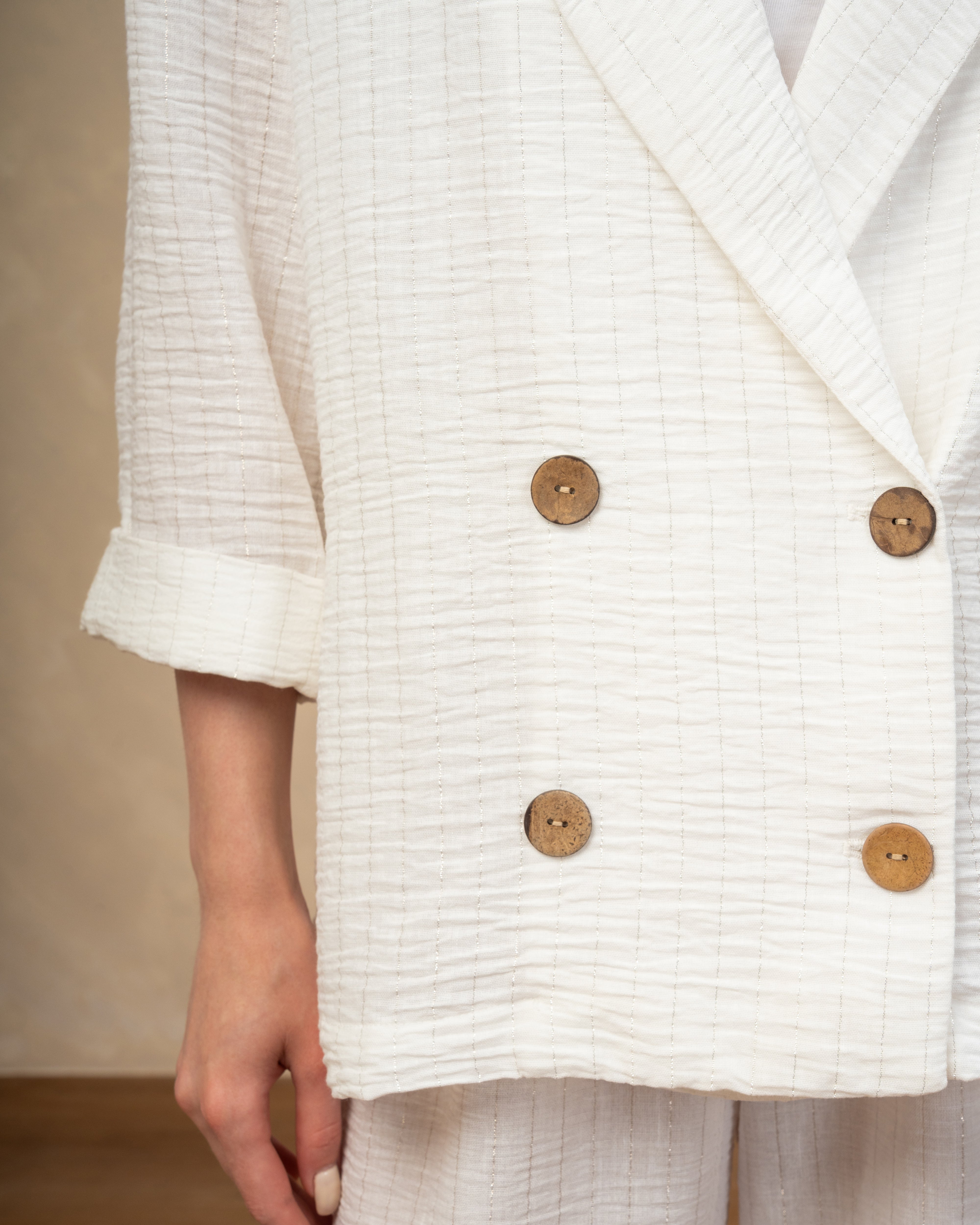 Long Striped Linen Blazer