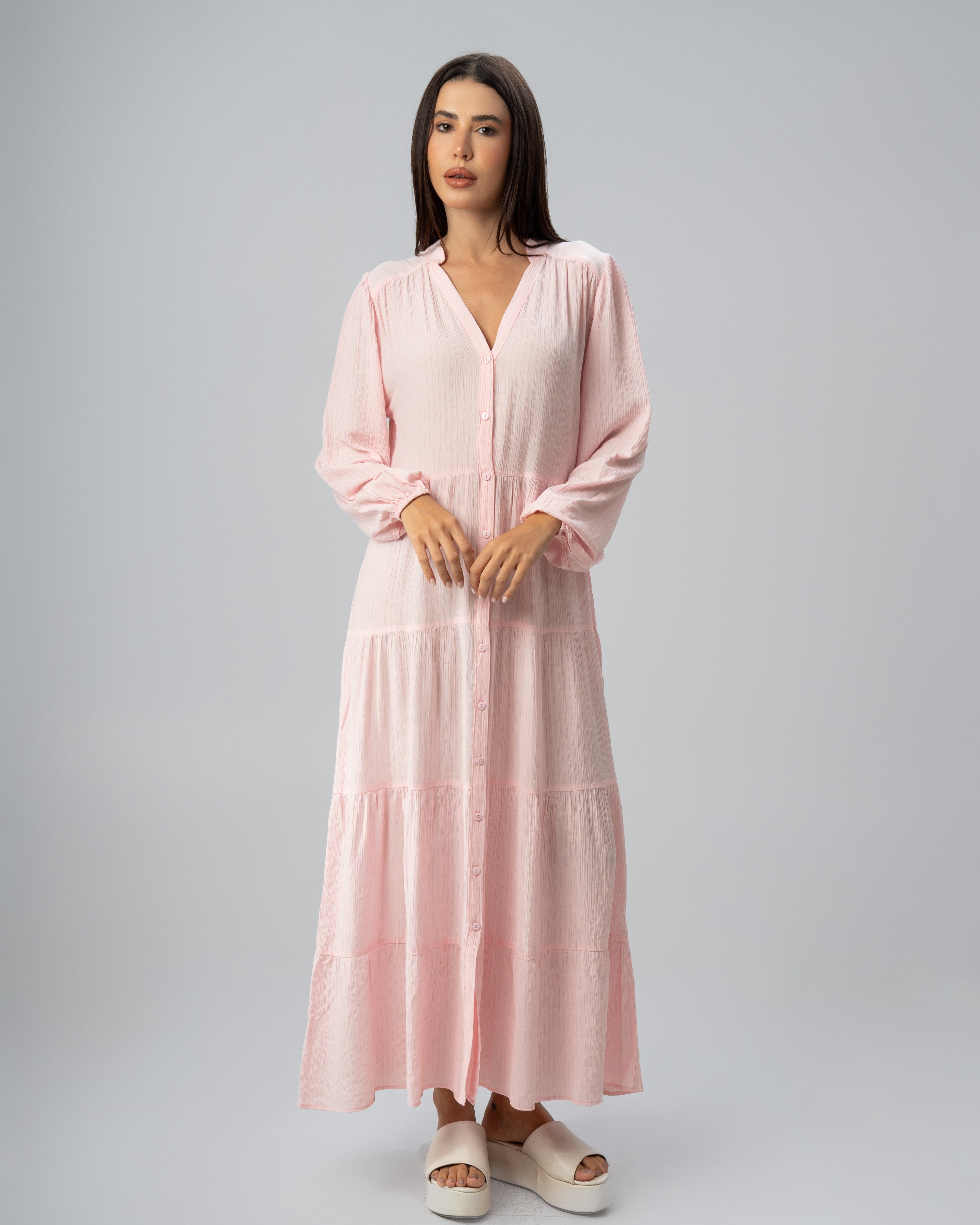 Long Plain Dress - With Chest Buttons