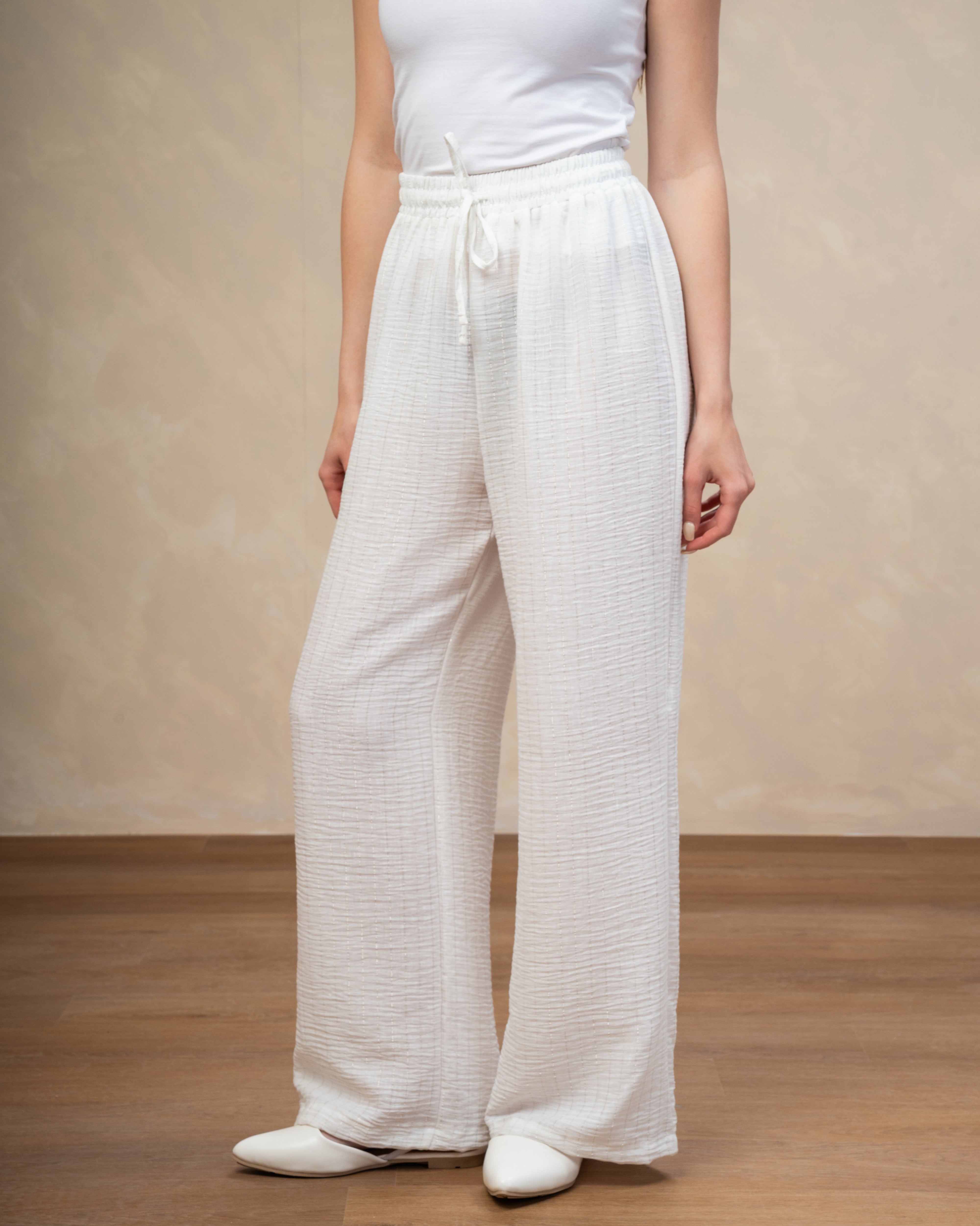Striped Linen Trouser - With Subtle Gold Lines