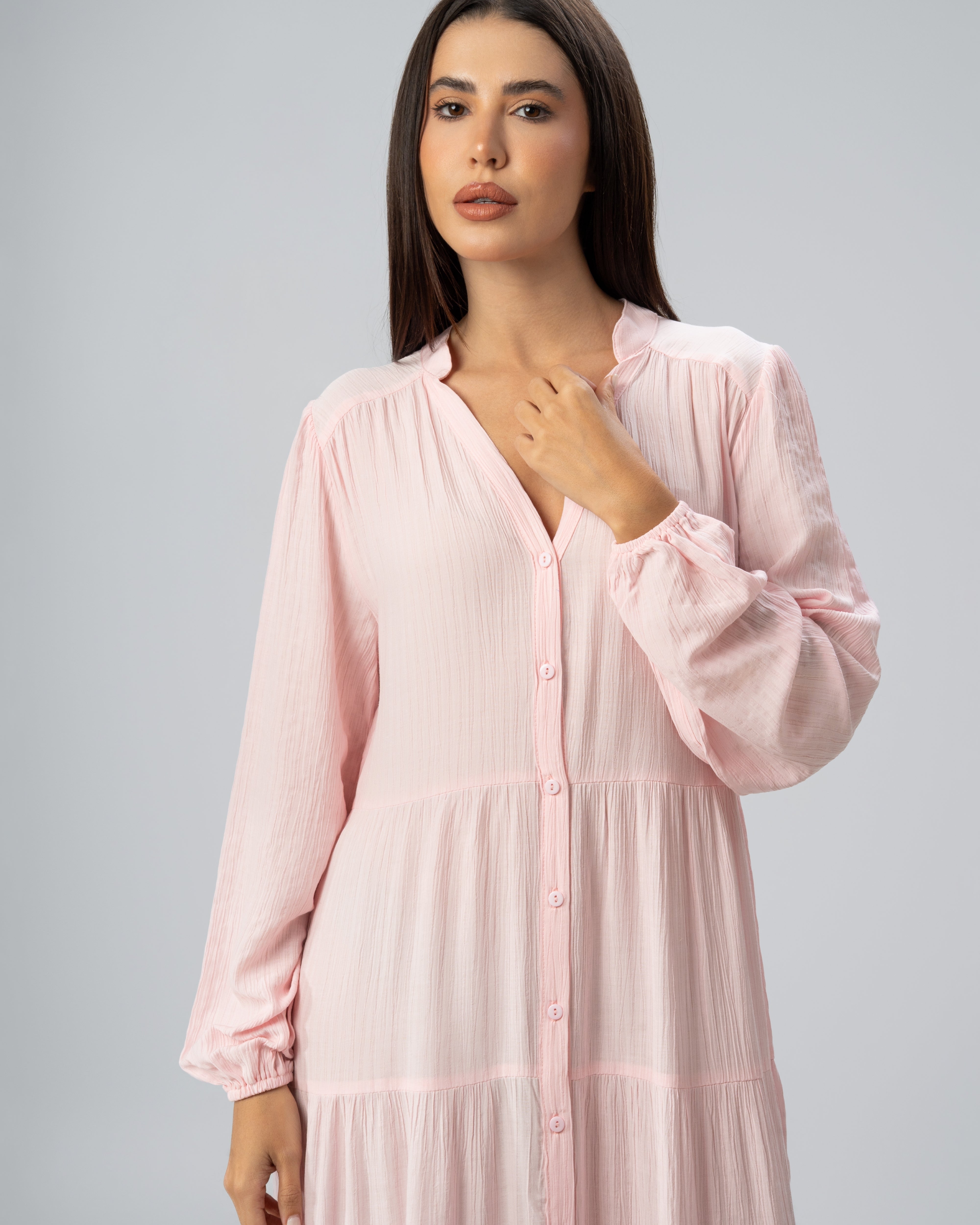 Long Plain Dress - With Chest Buttons