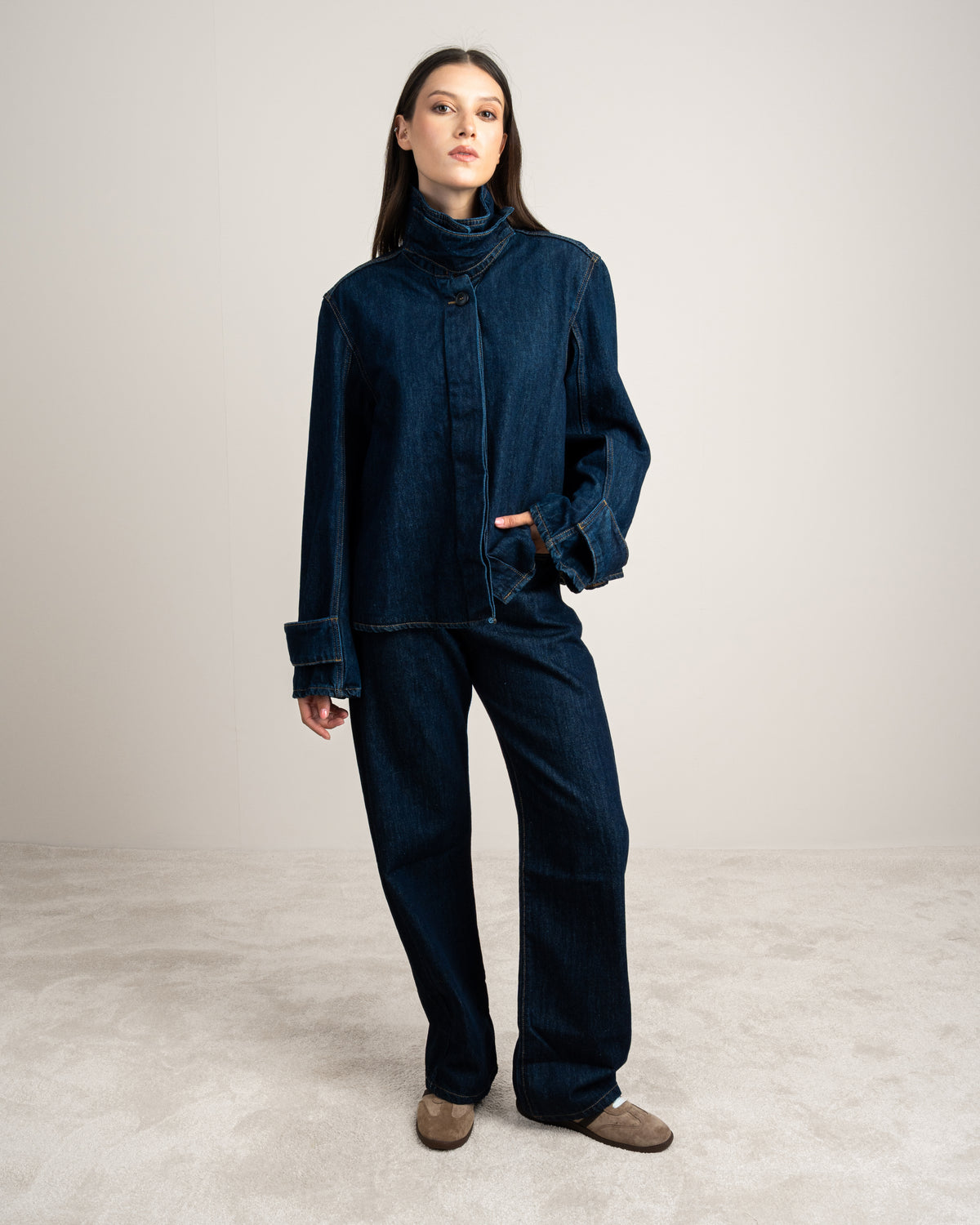 Denim Jacket With Black Buttons