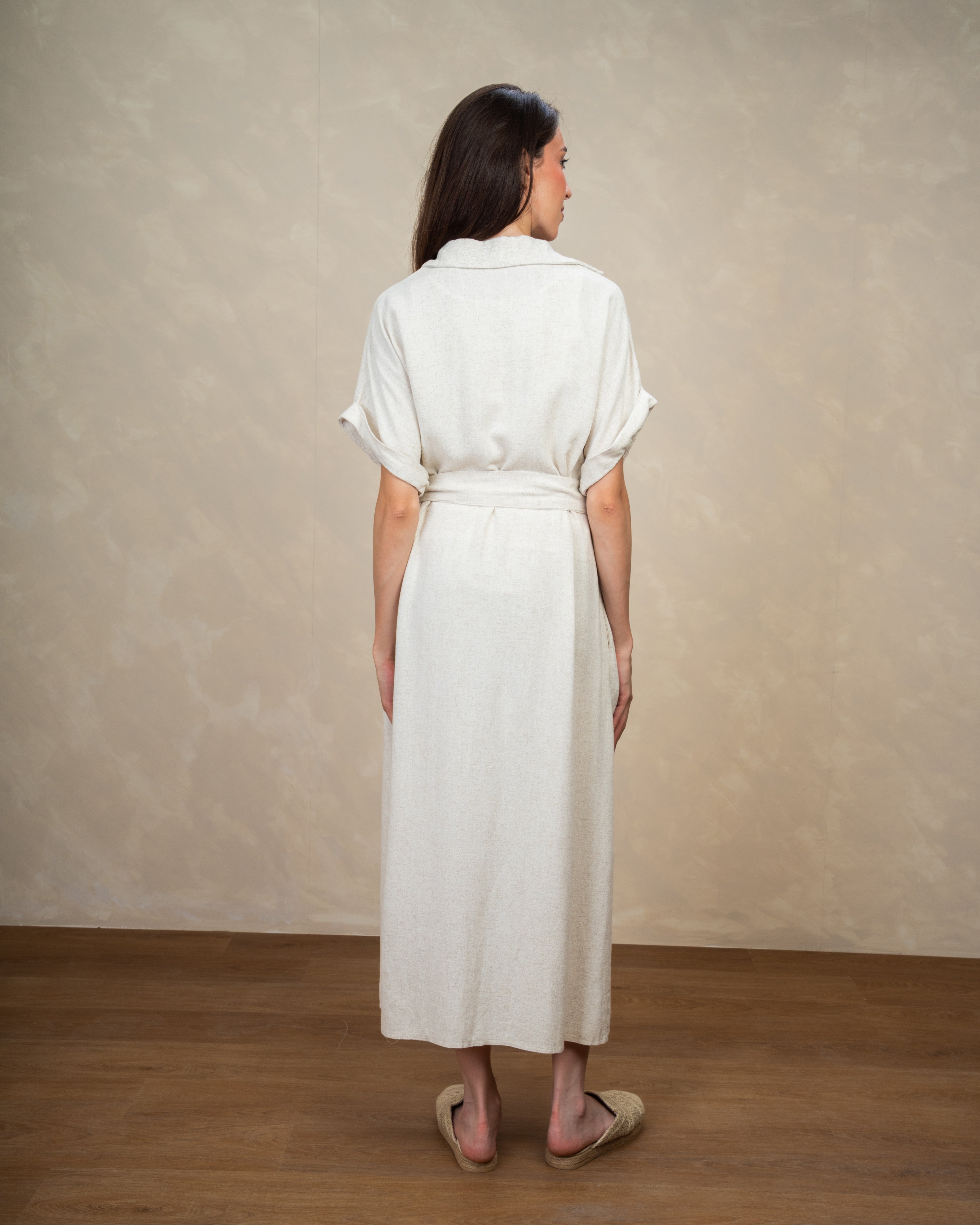 Minimal Belted Dress With Side Pockets