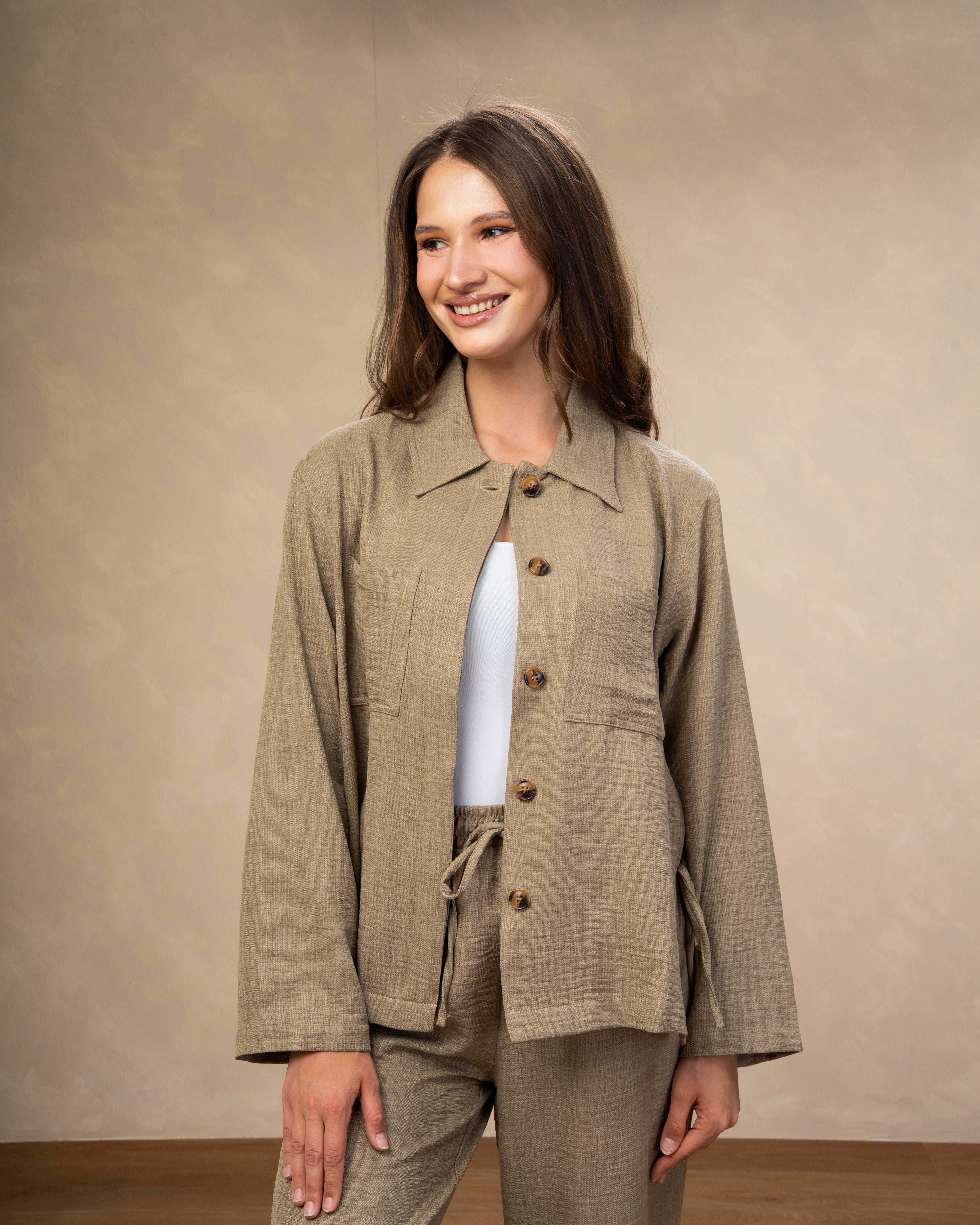 Linen Shirt With Wooden Buttons