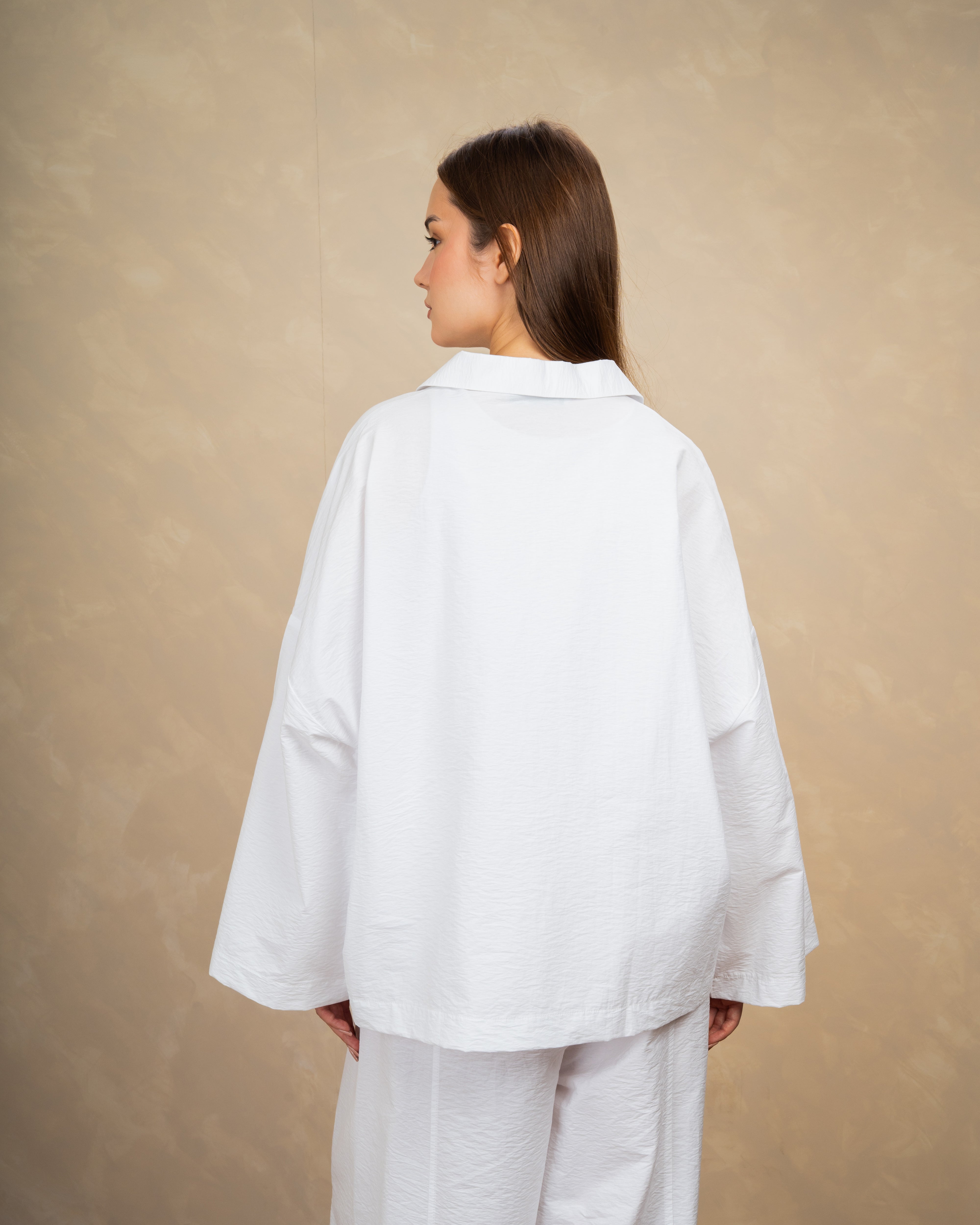 Oversized Plain Blouse With Wide Collar