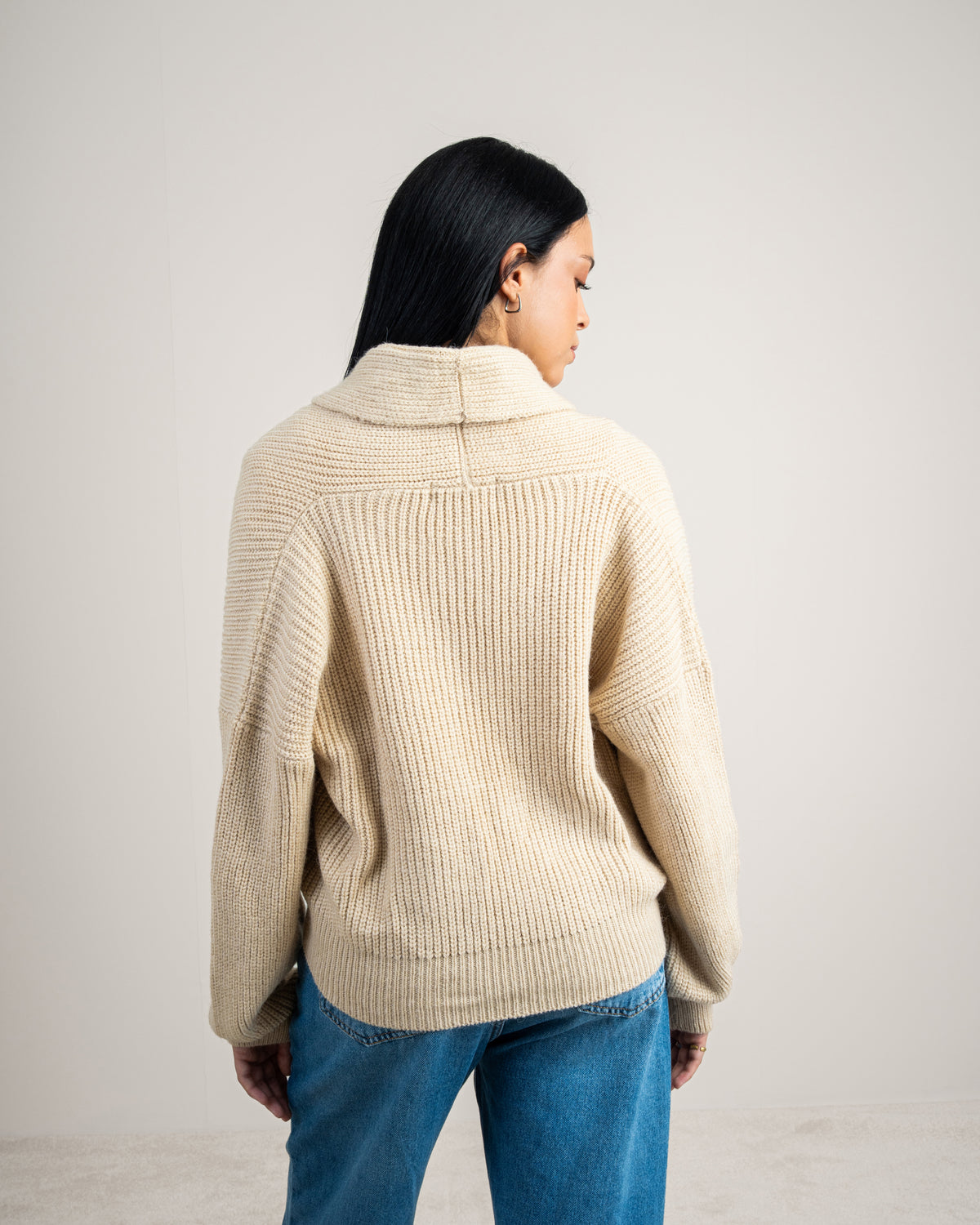 Wide Neck Knitwear Pullover - With Waist Buttons