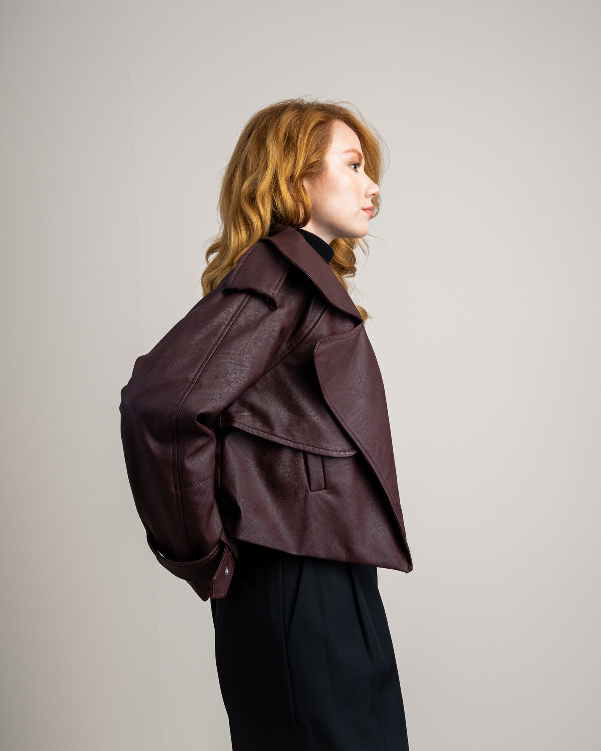 Cropped Leather Jacket - With Welt Pockets