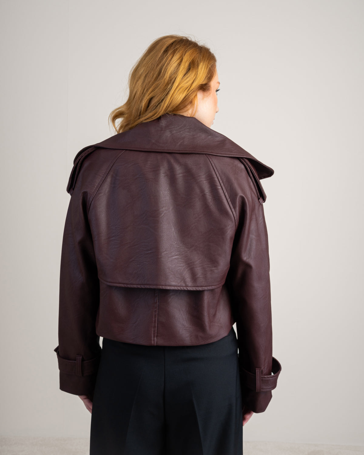 Cropped Leather Jacket - With Welt Pockets