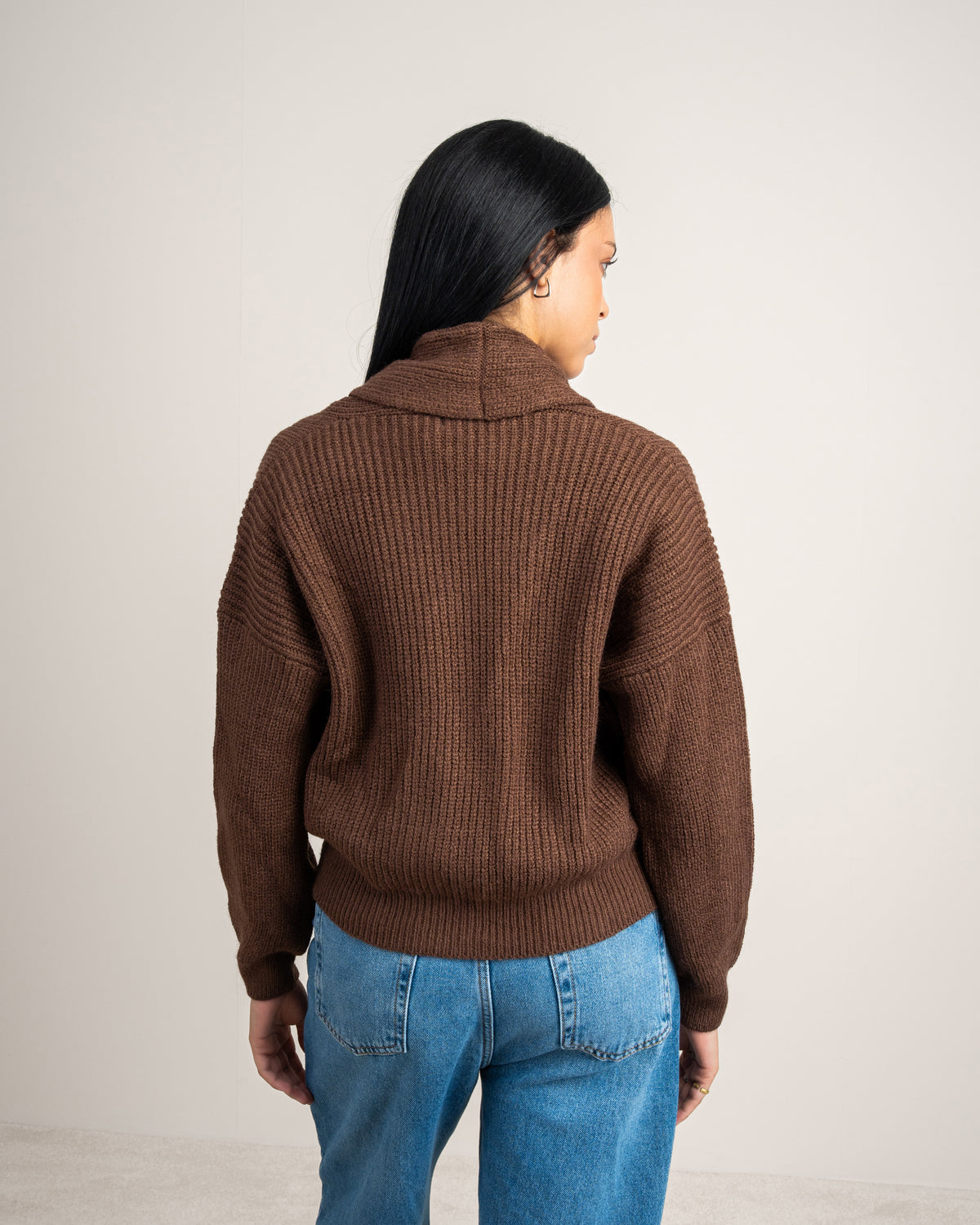 Wide Neck Knitwear Pullover - With Waist Buttons