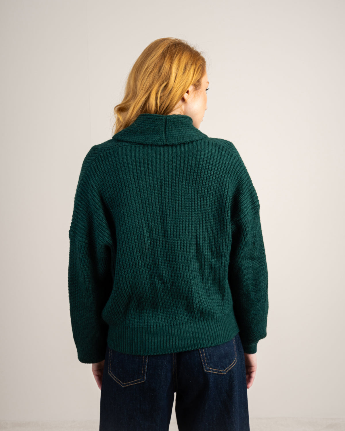 Wide Neck Knitwear Pullover - With Waist Buttons