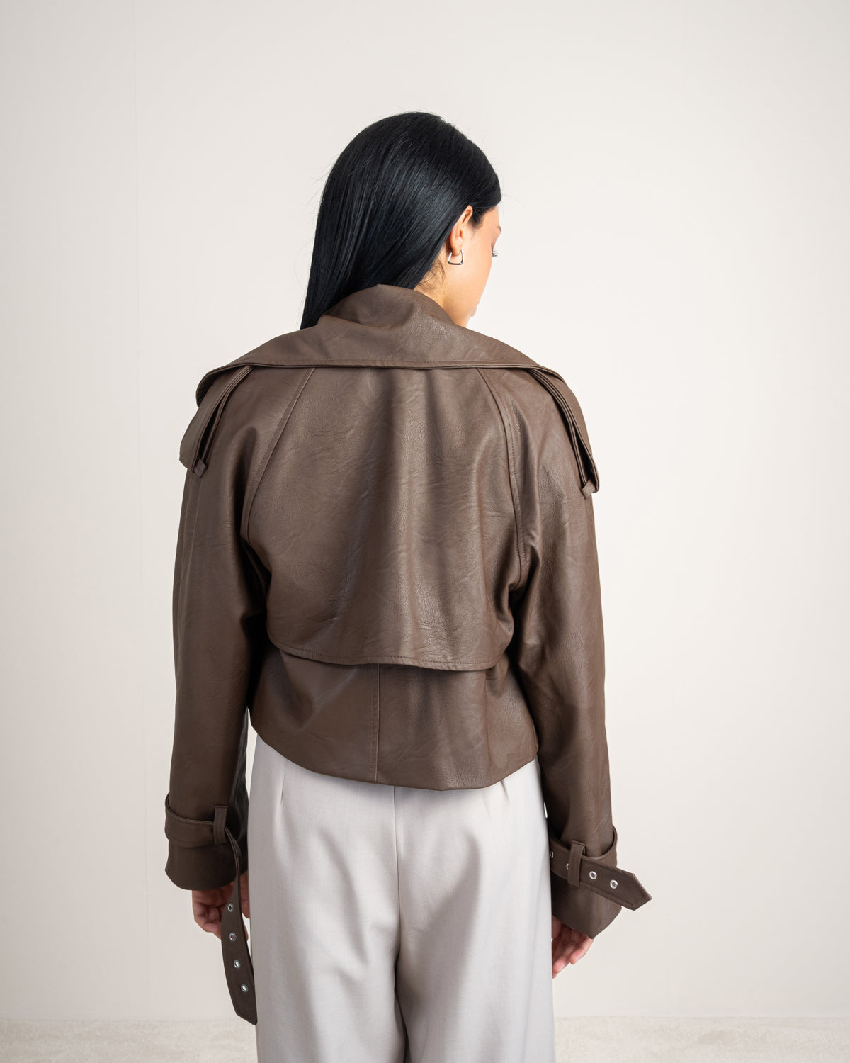 Cropped Leather Jacket - With Welt Pockets
