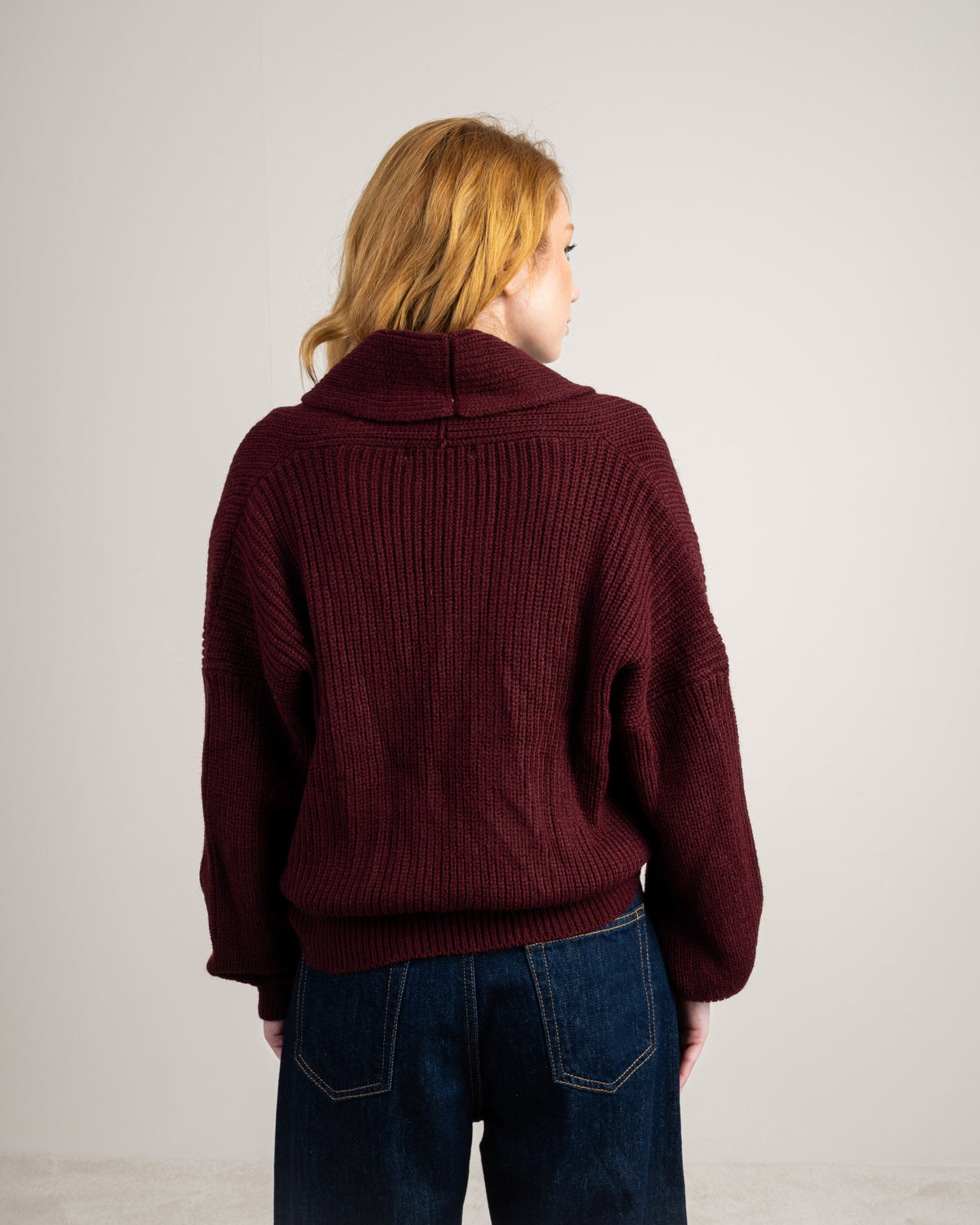 Wide Neck Knitwear Pullover - With Waist Buttons
