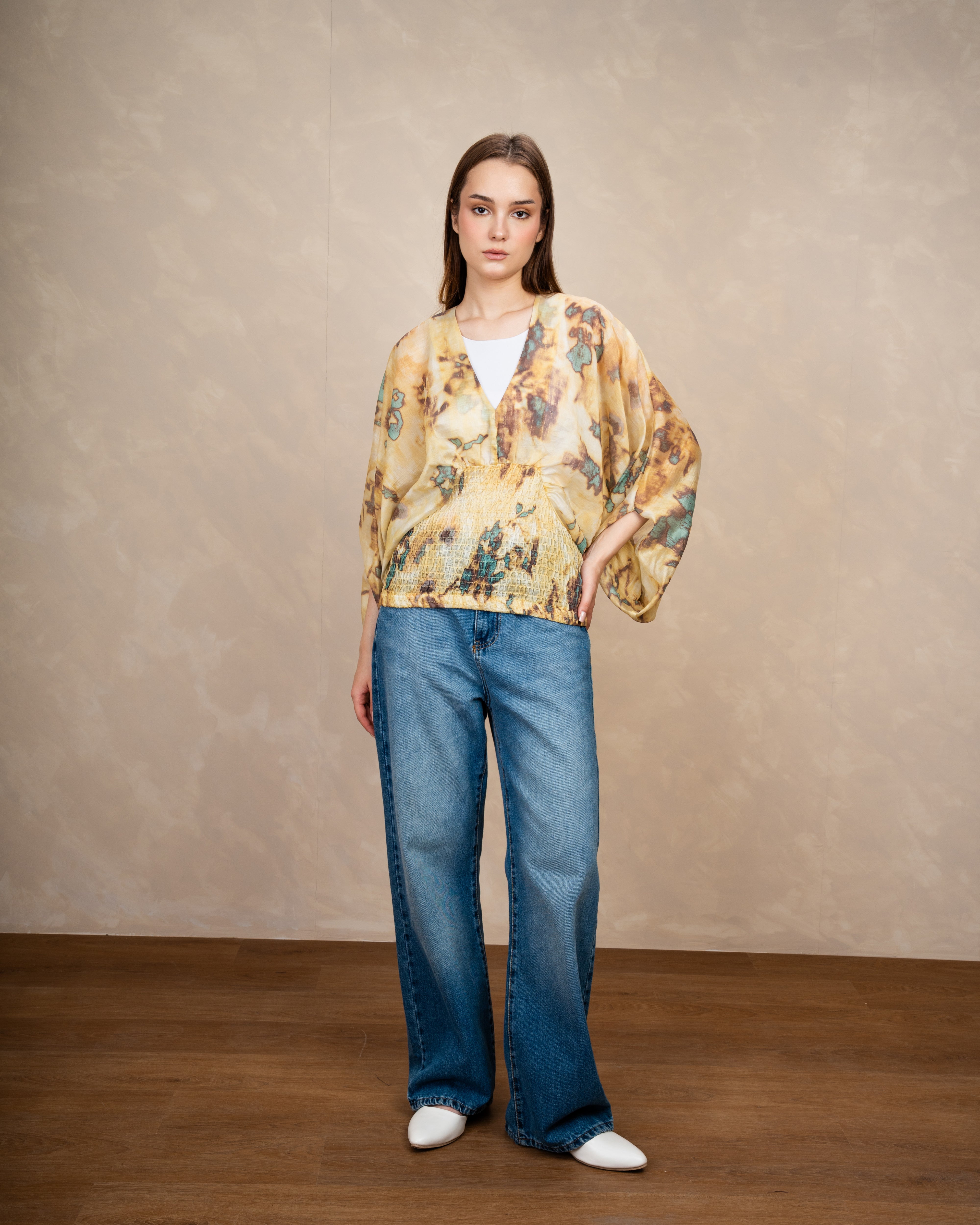 Floral Elastic Waist Blouse