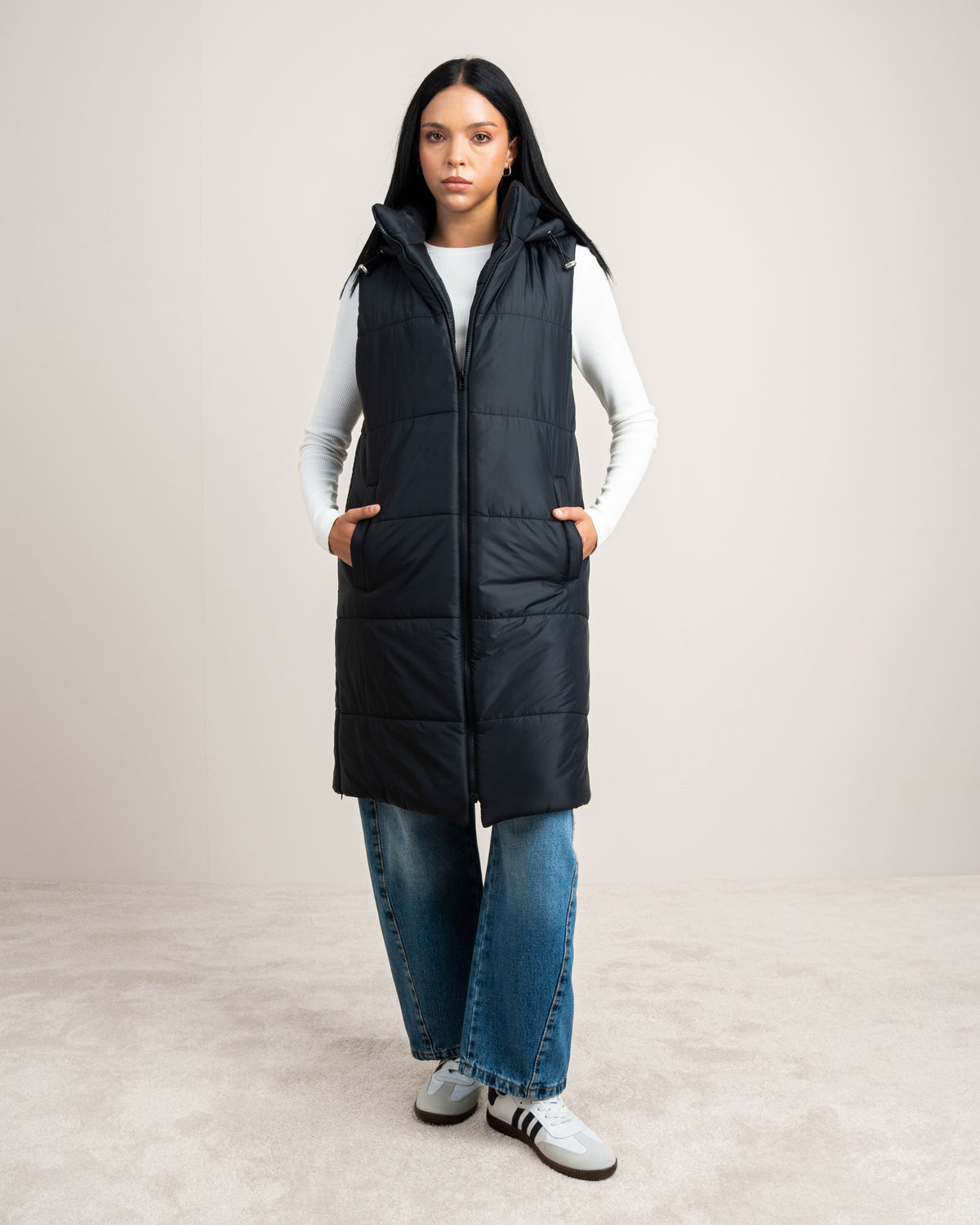Quilted Hooded - Vest With Zipper