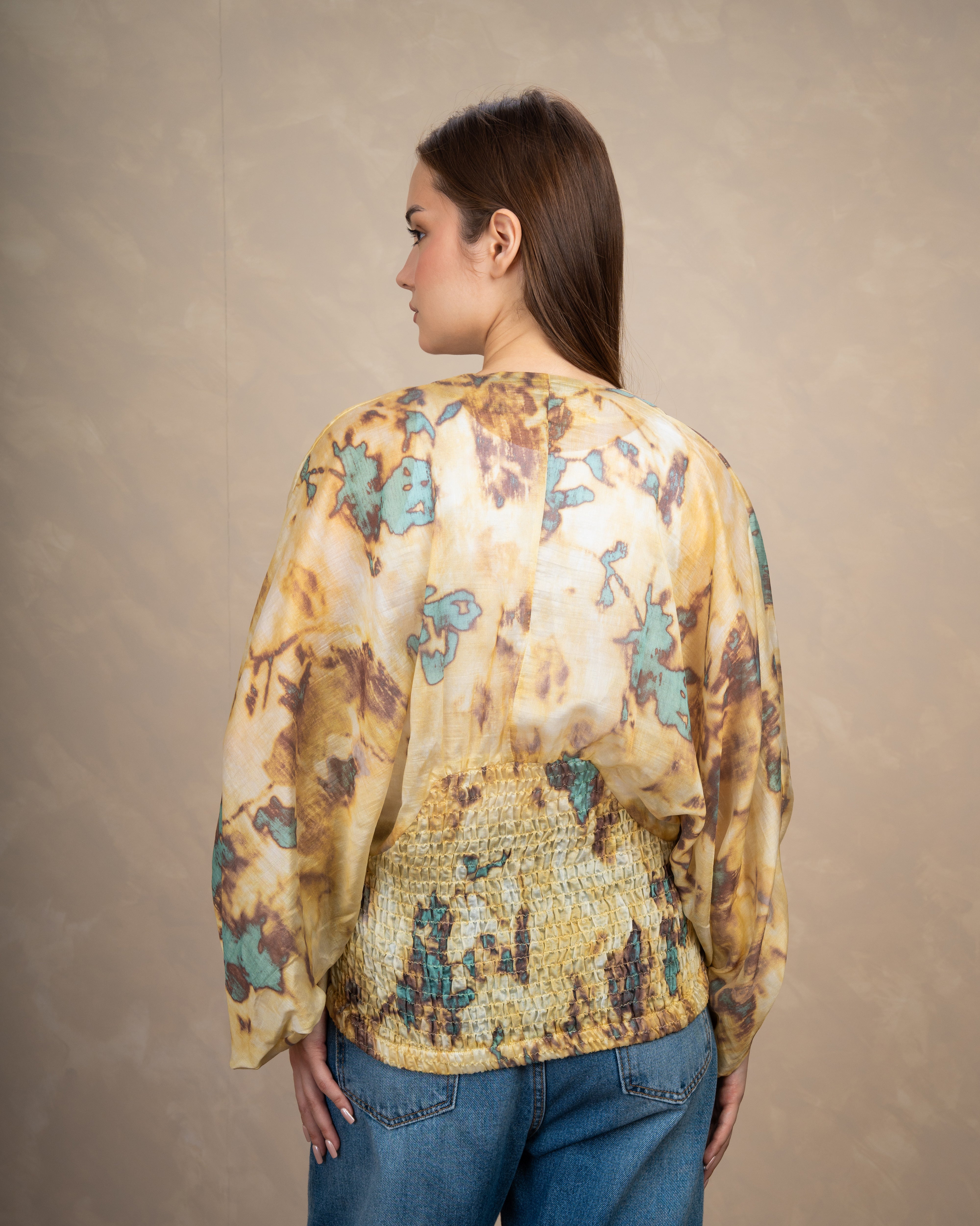 Floral Elastic Waist Blouse