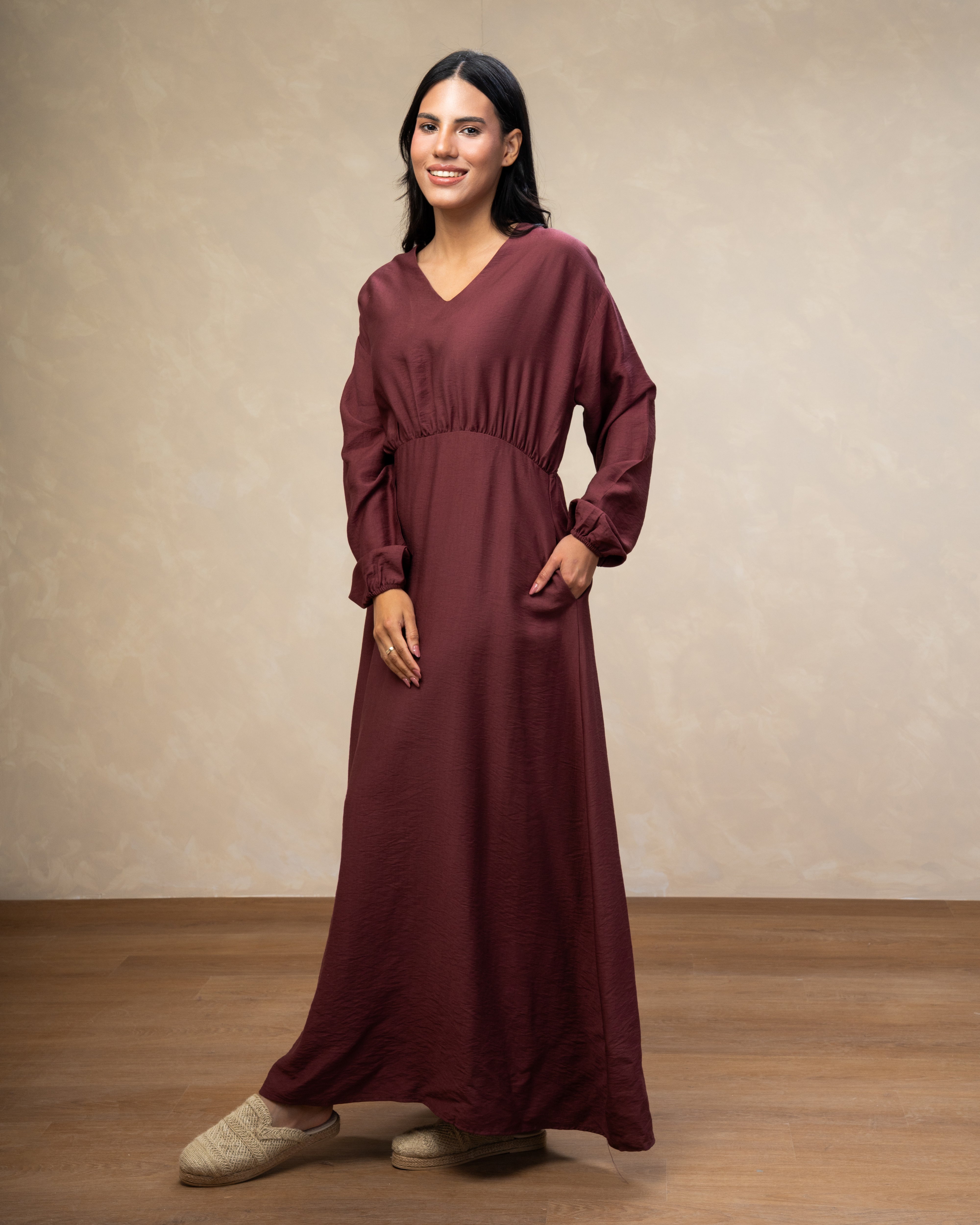 Elegant Long - (V-Neck) Dress