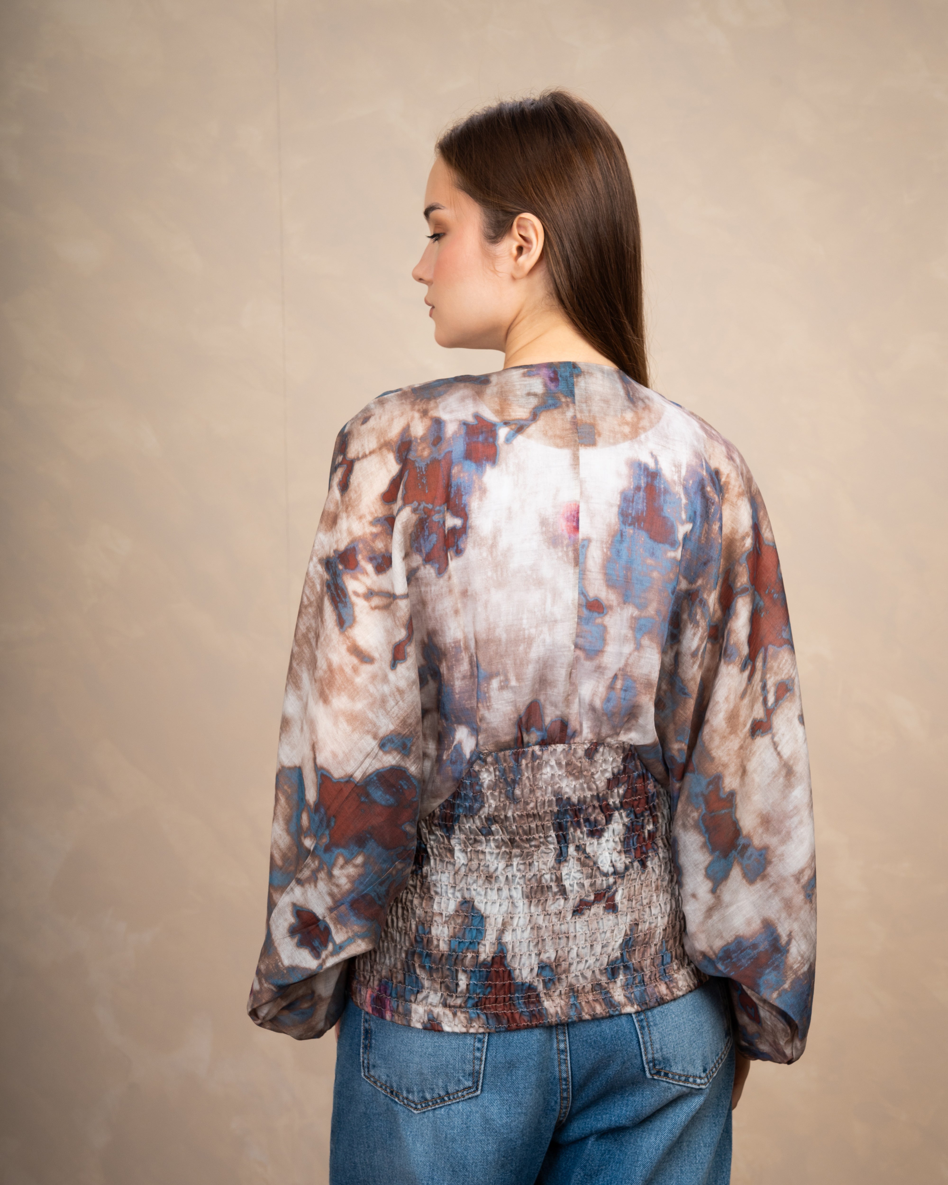 Floral Elastic Waist Blouse