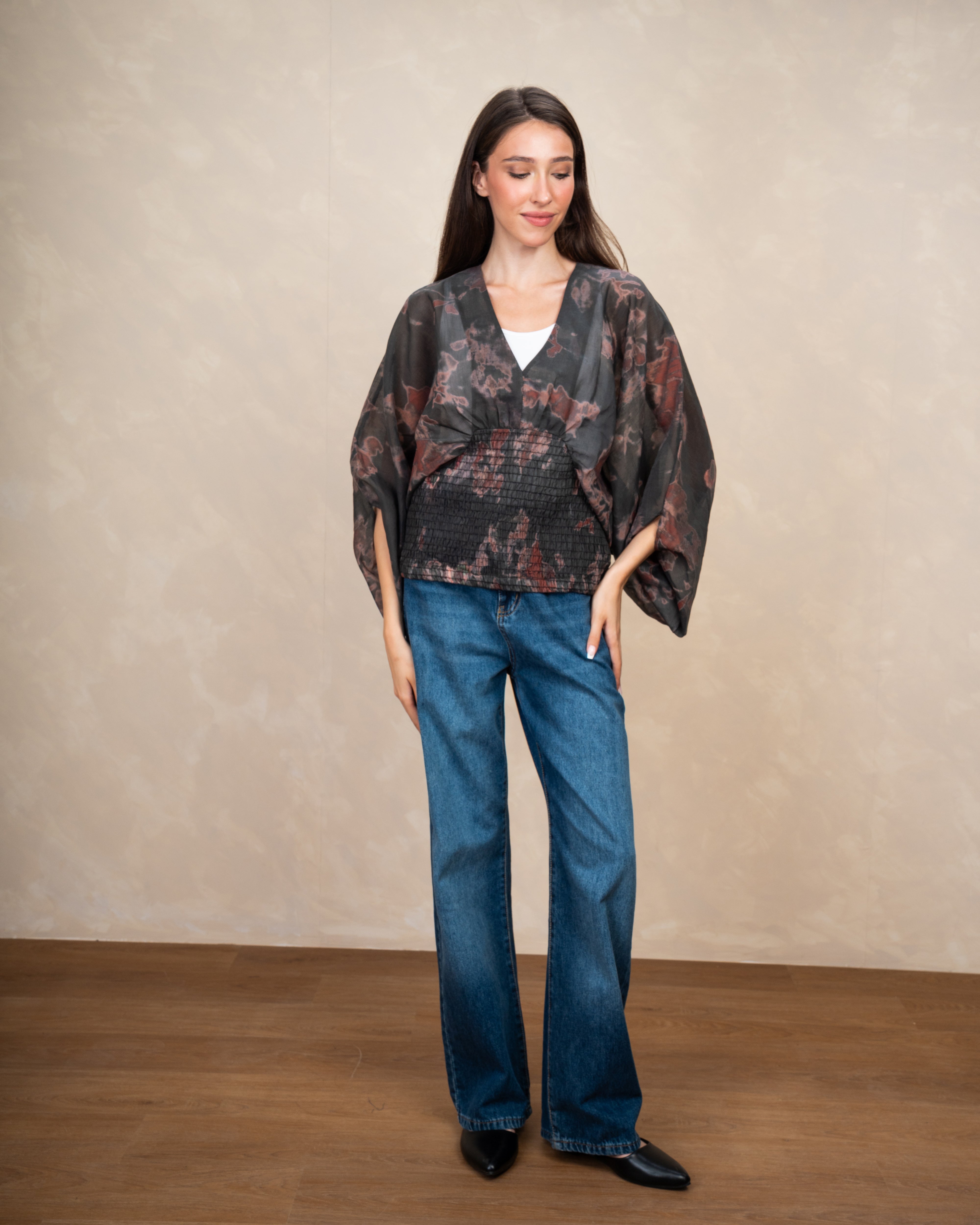 Floral Elastic Waist Blouse