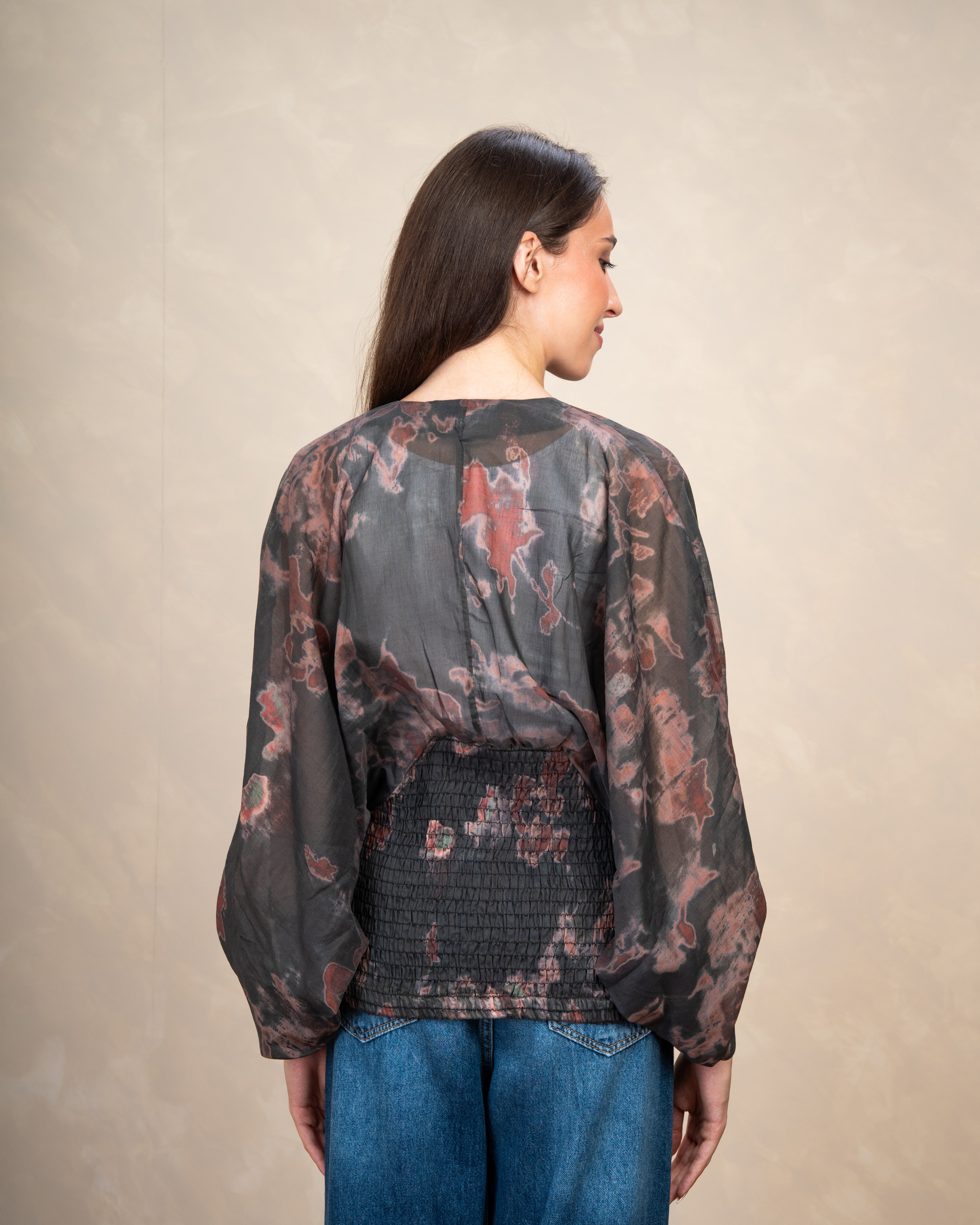 Floral Elastic Waist Blouse