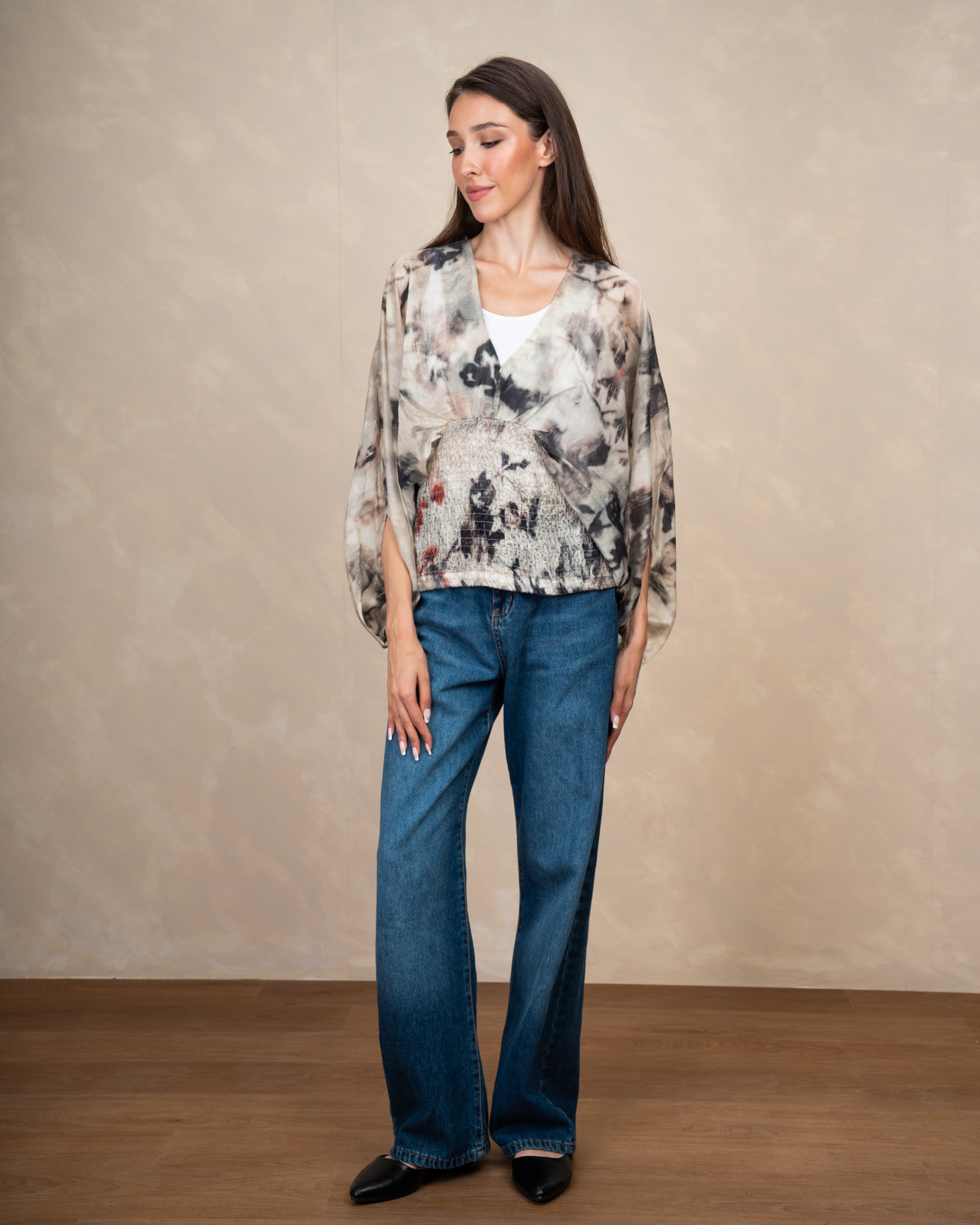 Floral Elastic Waist Blouse