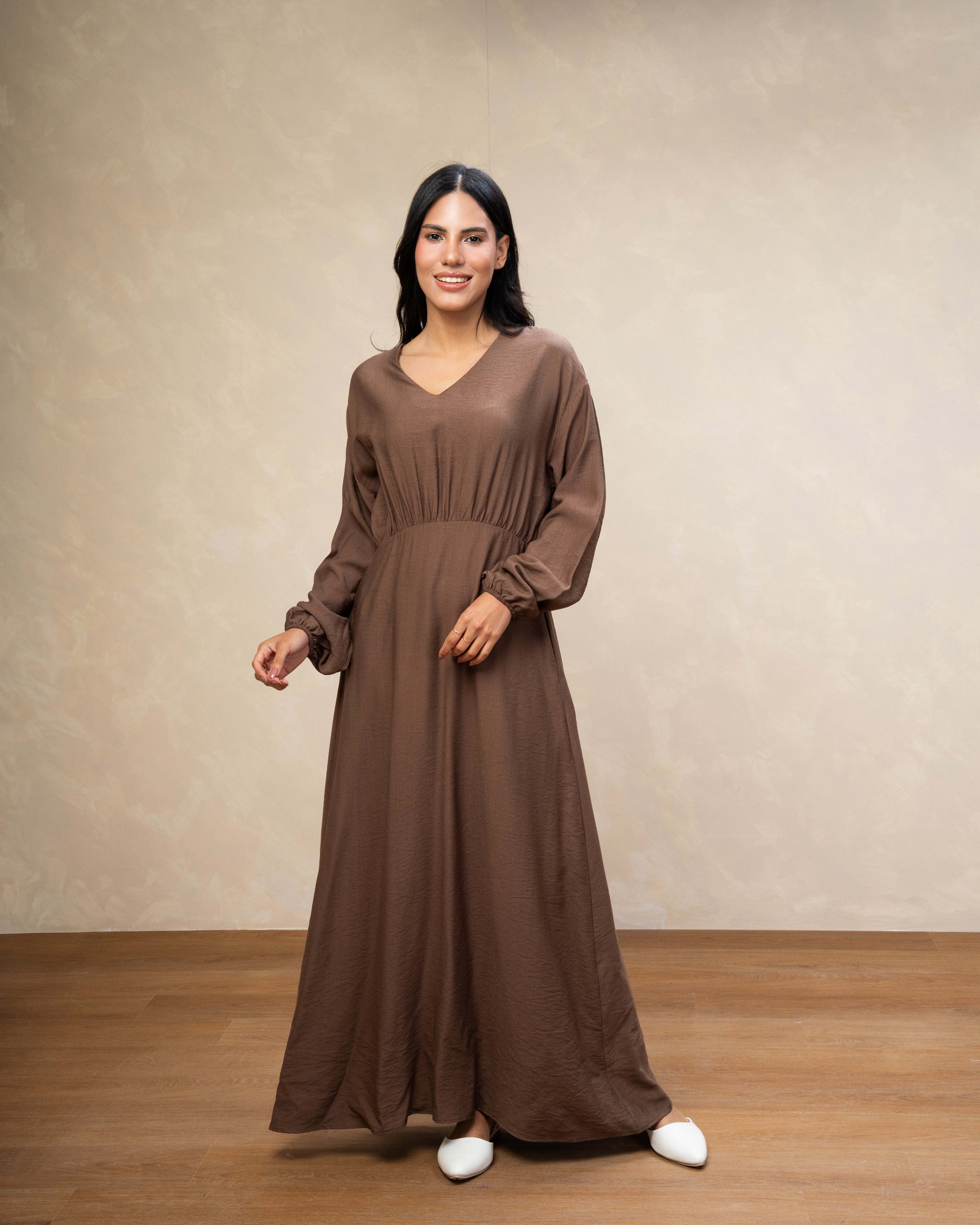 Elegant Long - (V-Neck) Dress