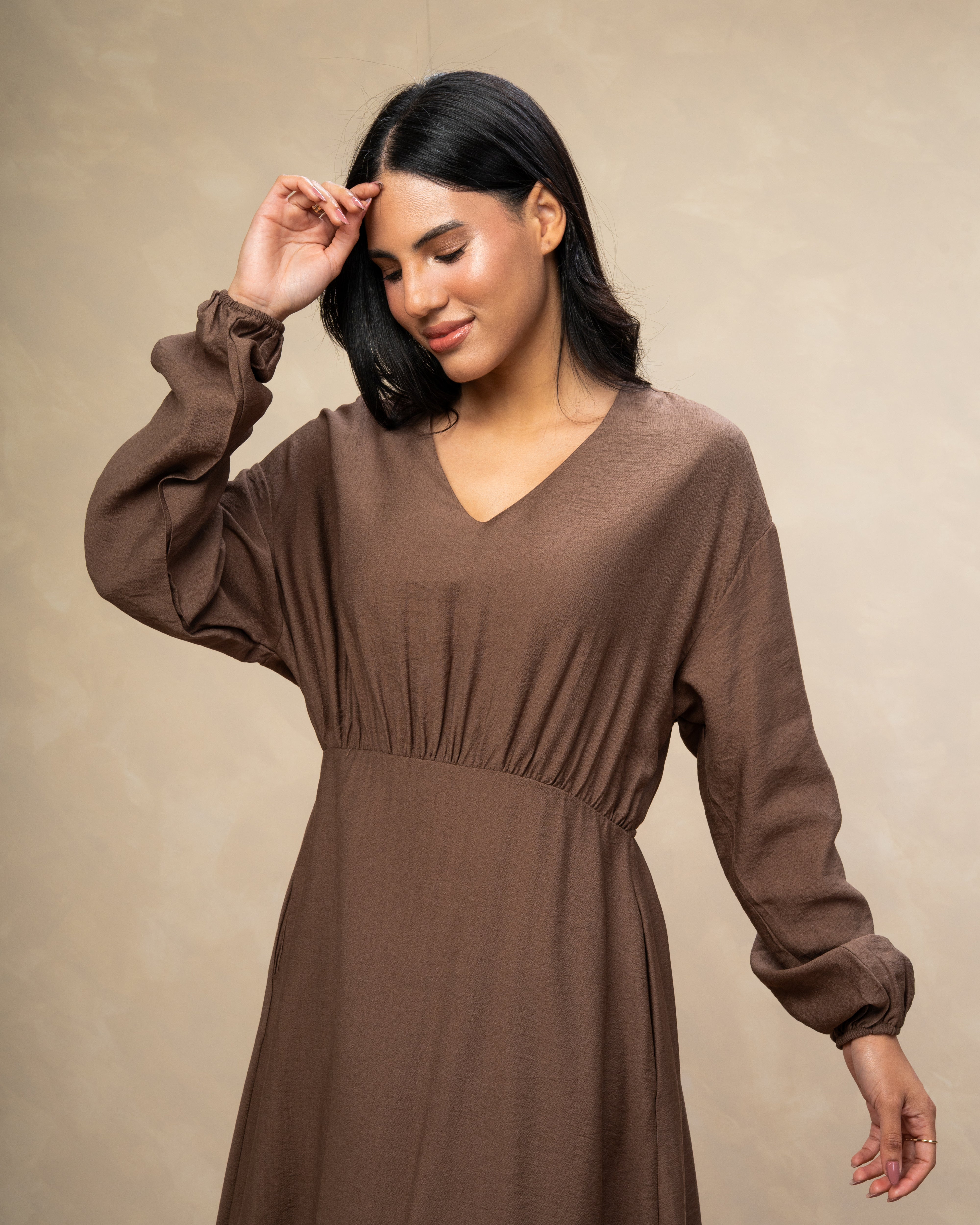 Elegant Long - (V-Neck) Dress