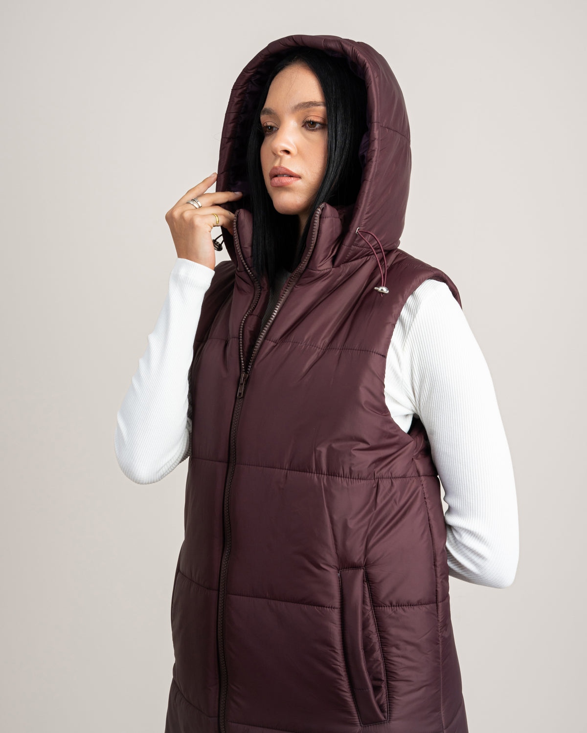 Quilted Hooded - Vest With Zipper