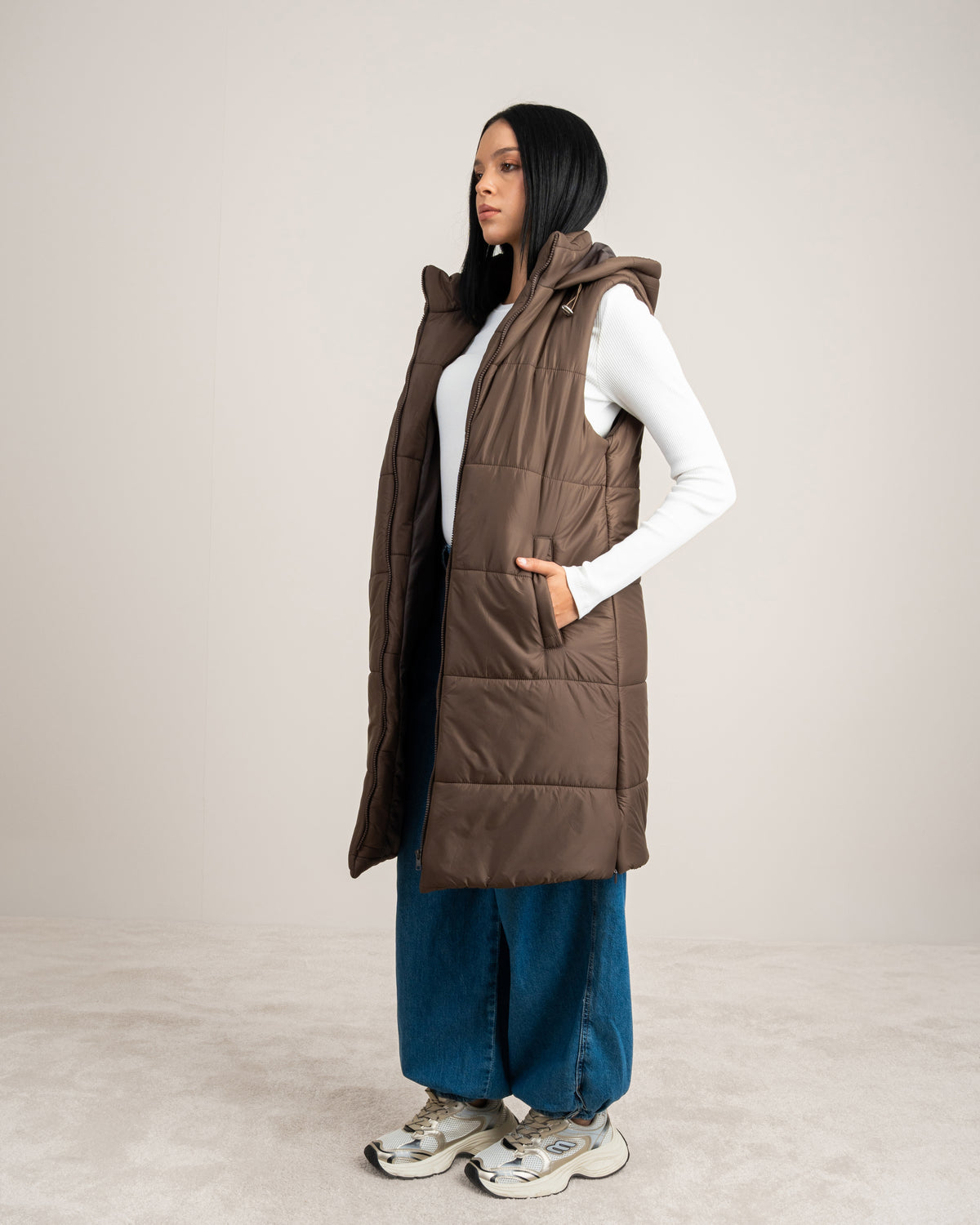 Quilted Hooded - Vest With Zipper