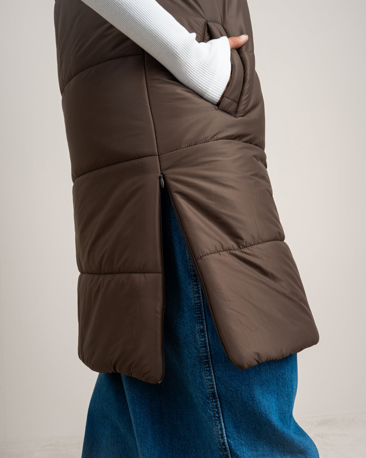 Quilted Hooded - Vest With Zipper