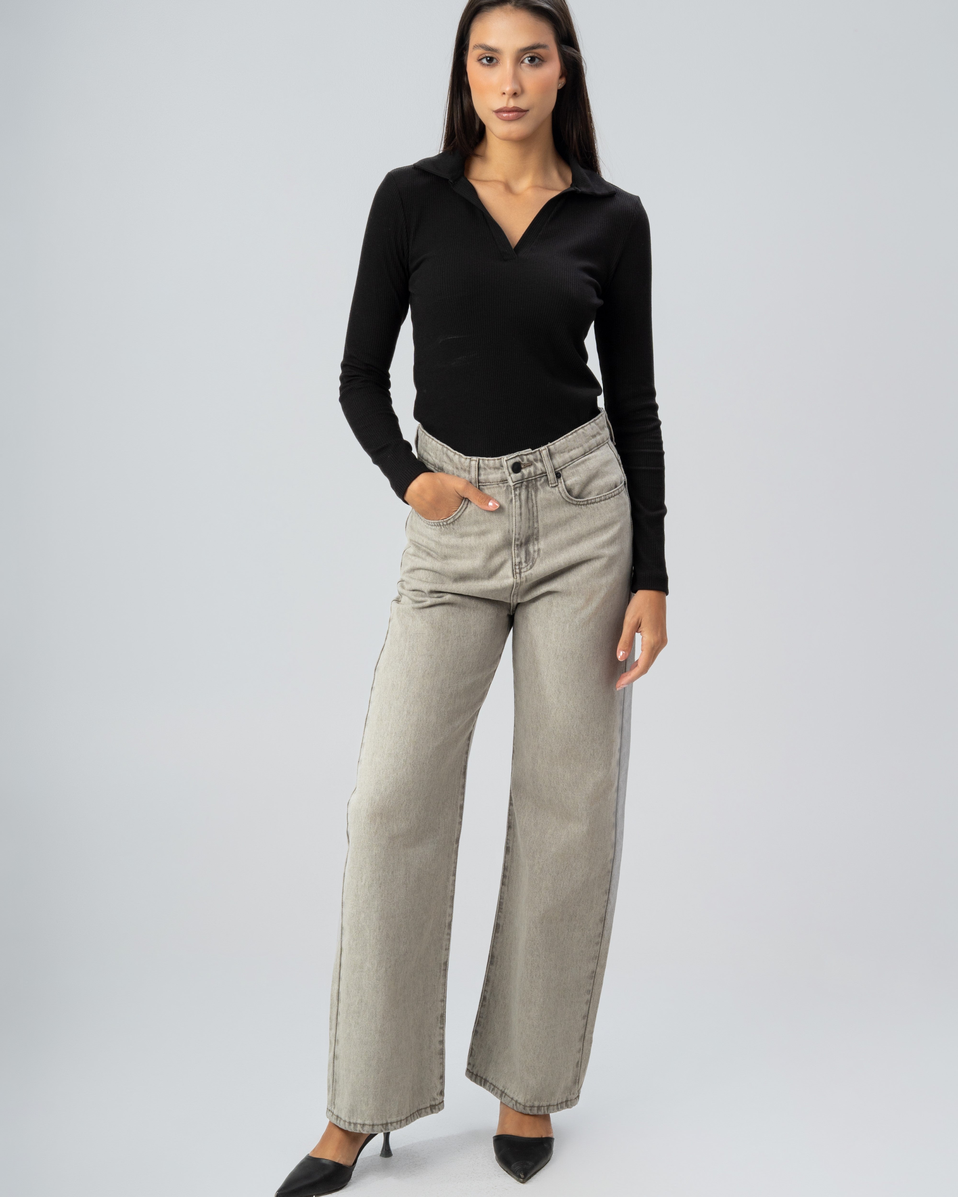 Plain Wide Leg - Denim Trouser