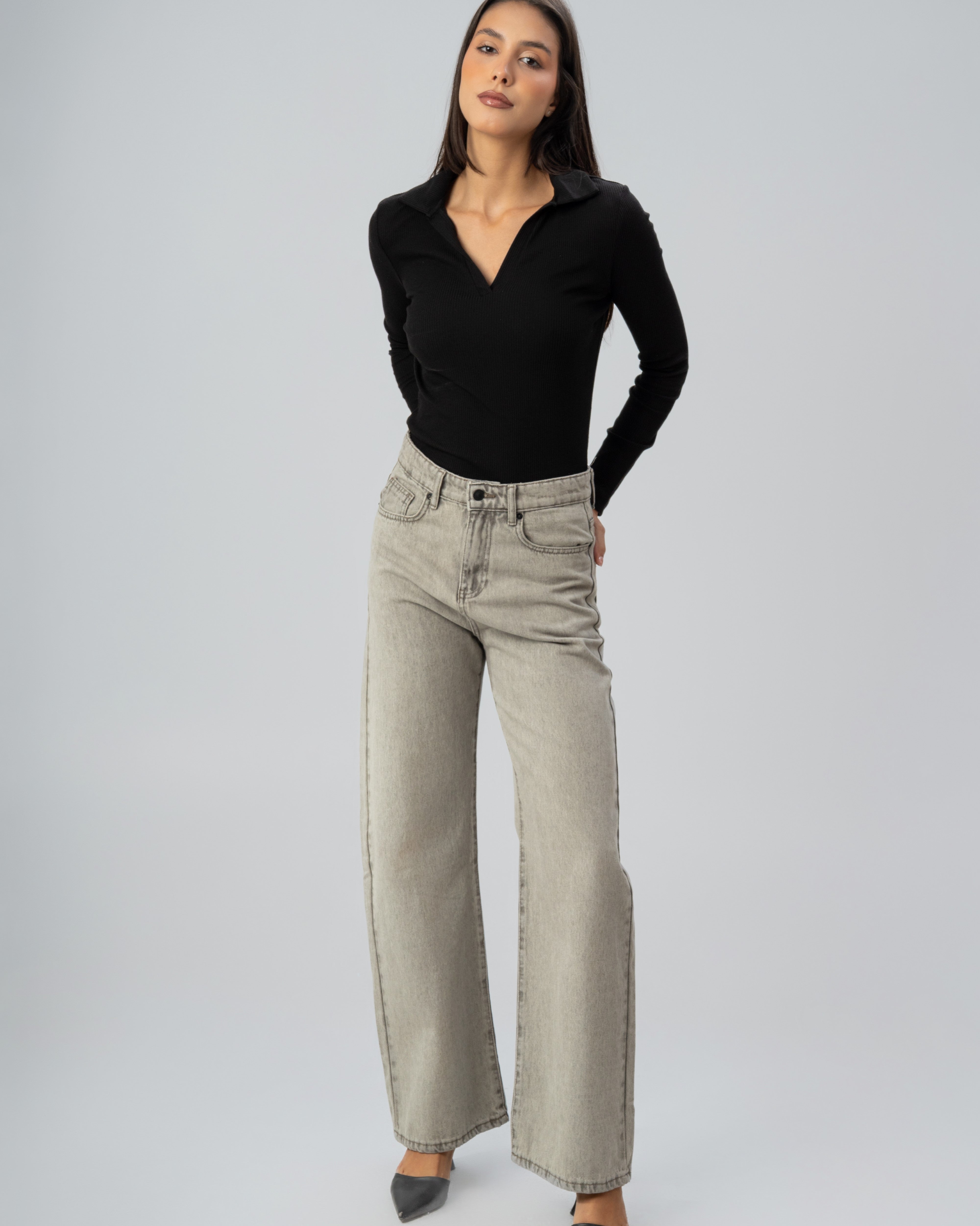 Plain Wide Leg - Denim Trouser