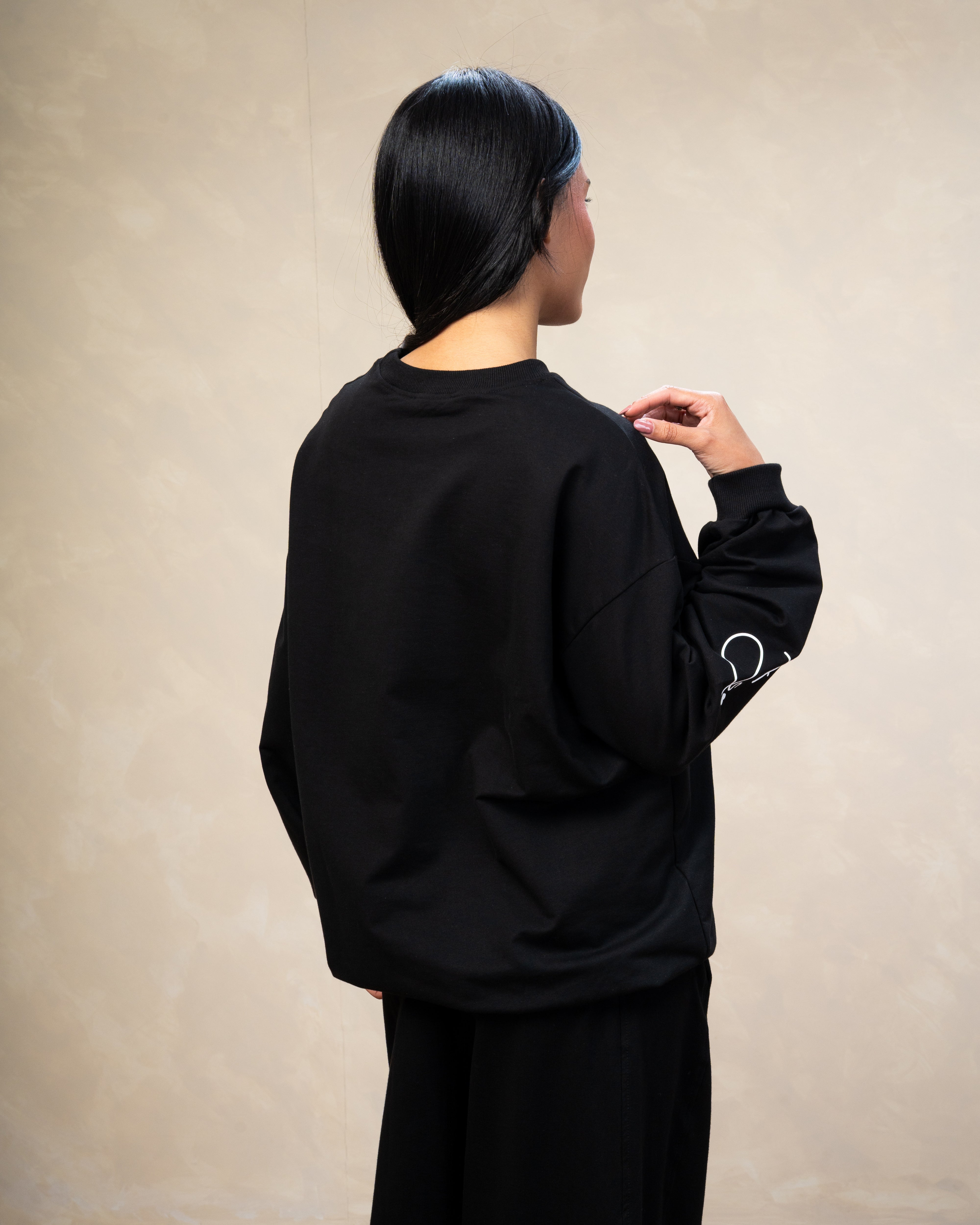 Text Print Sweatshirt - With Sleeve Detail