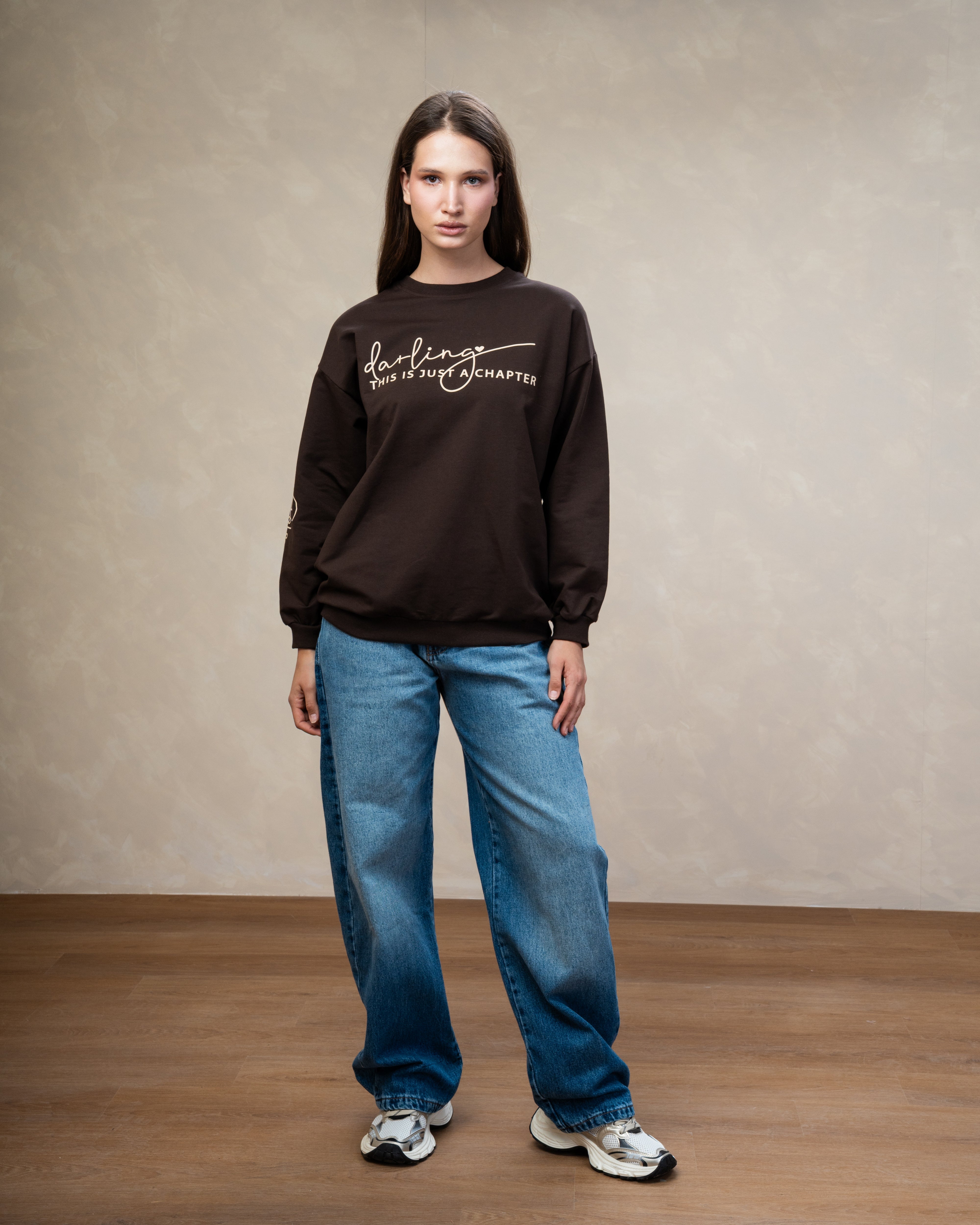Text Print Sweatshirt - With Sleeve Detail