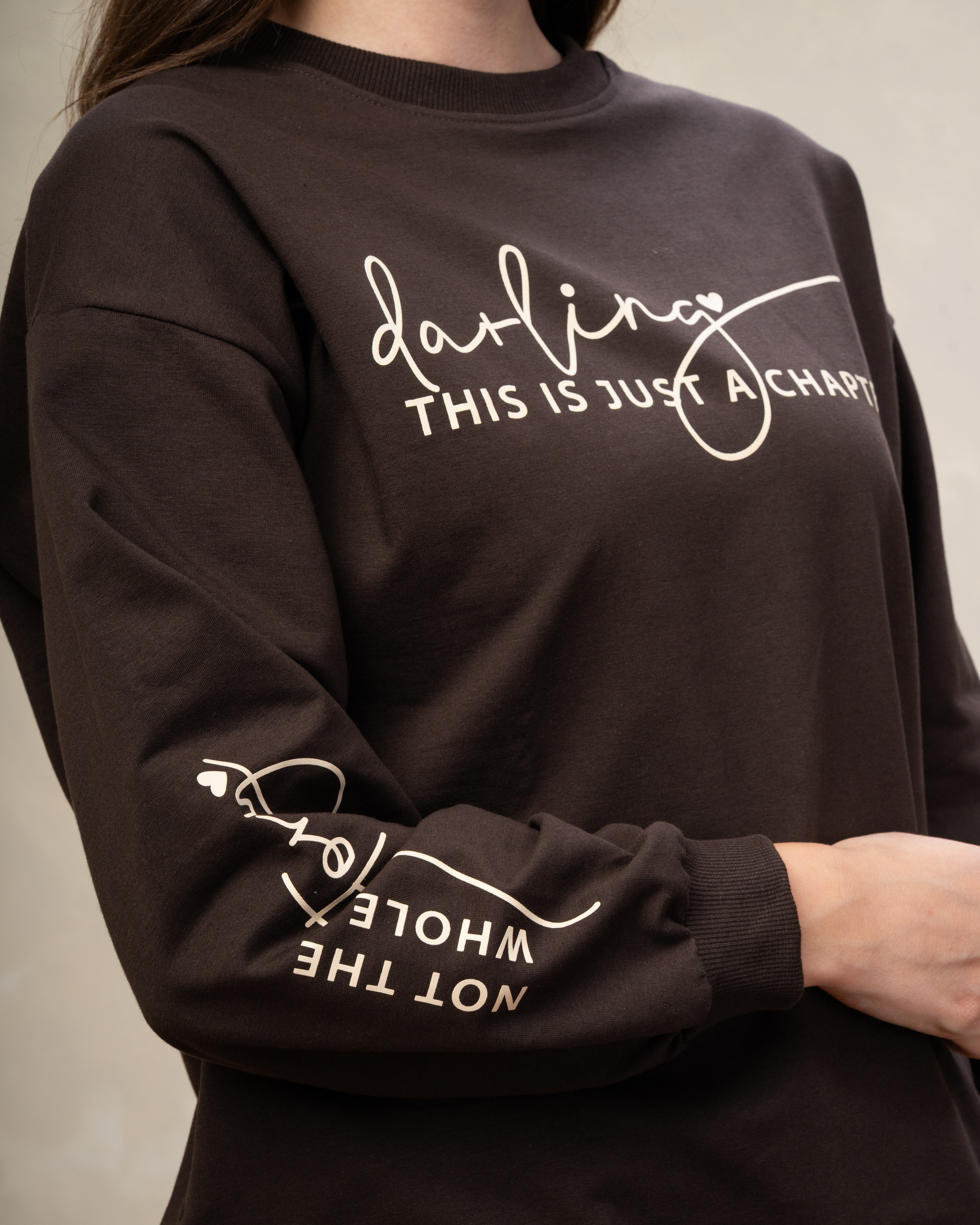 Text Print Sweatshirt - With Sleeve Detail