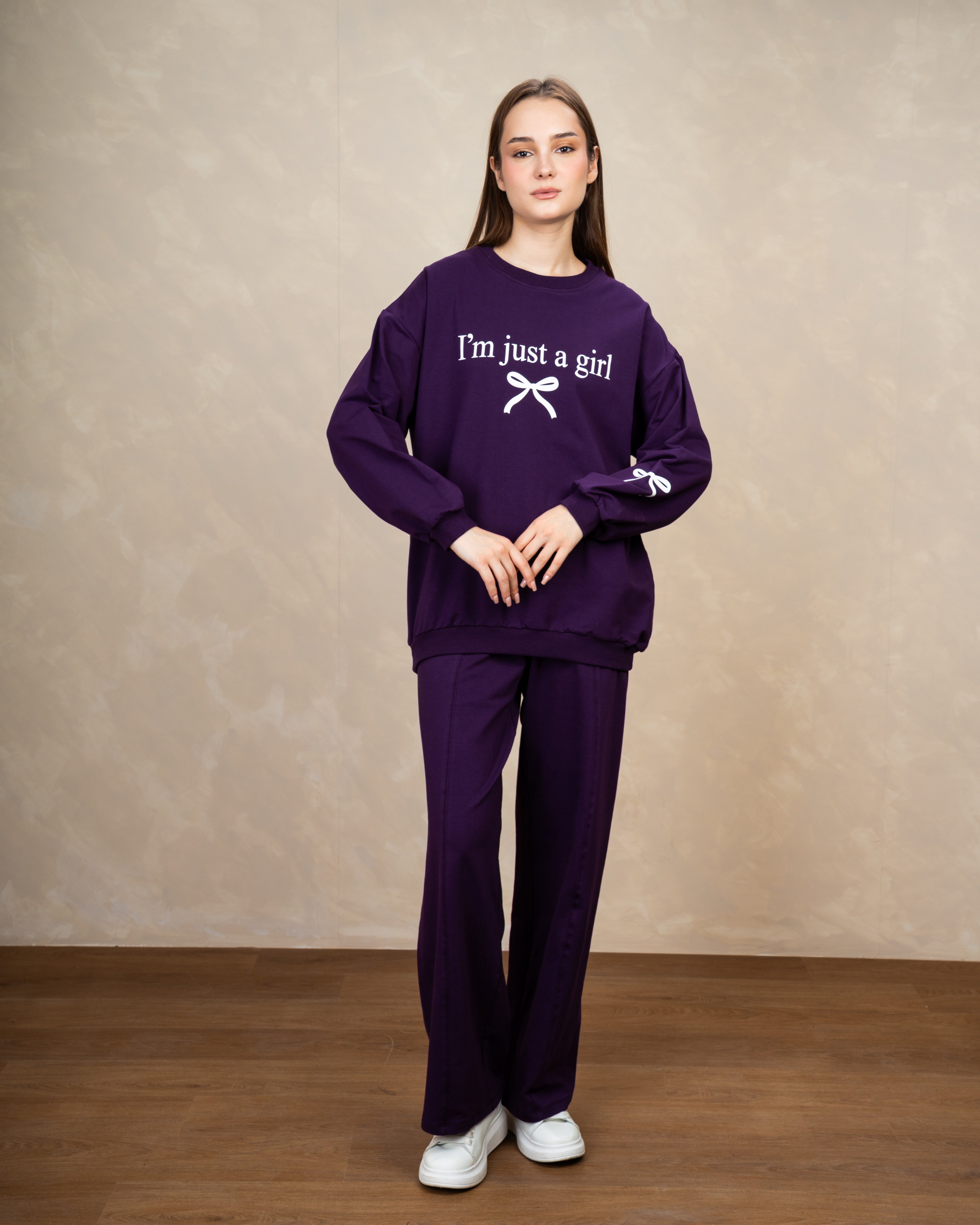 Bow And Text Print Sweatshirt