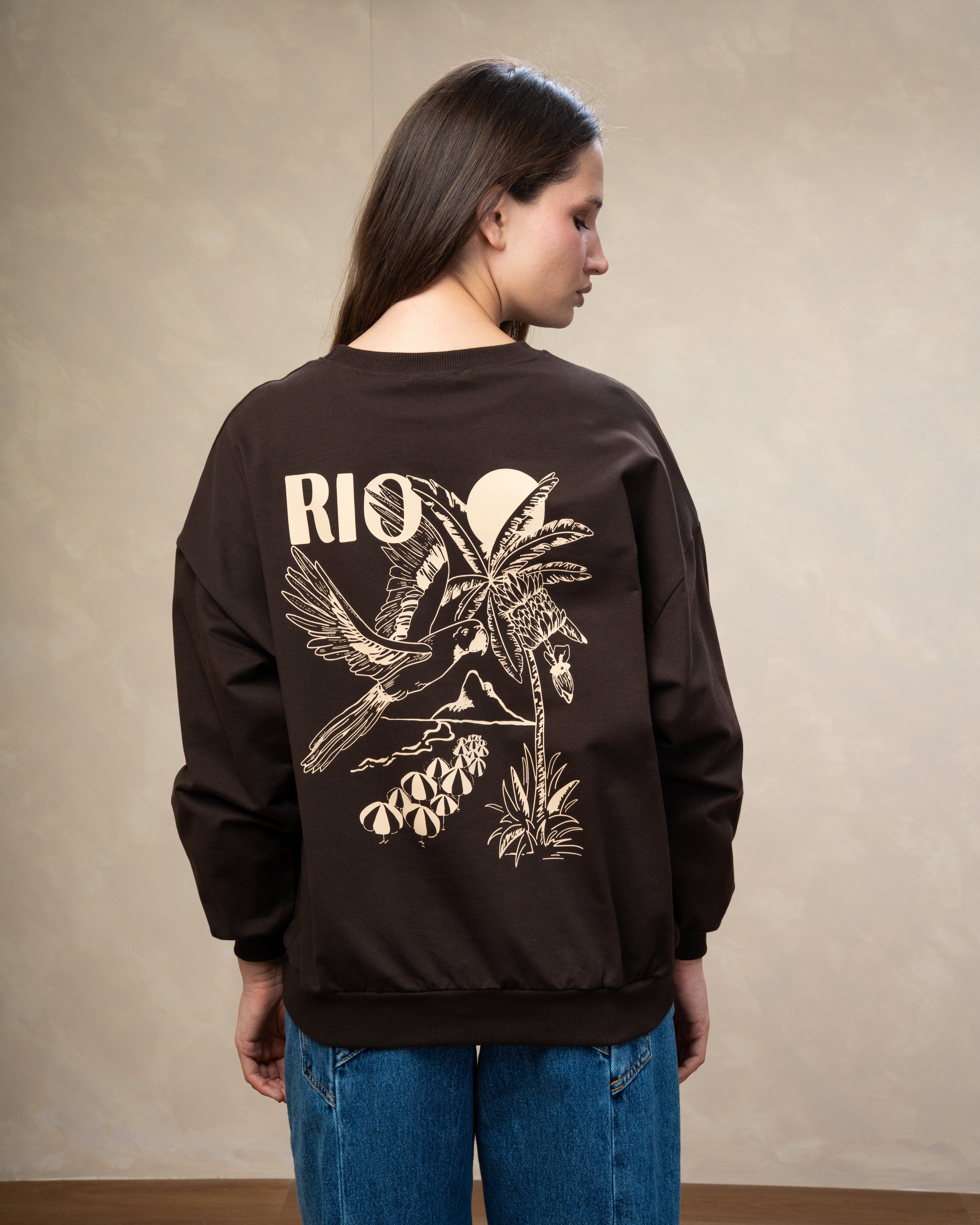 Floral Leaf Back Print Sweatshirt