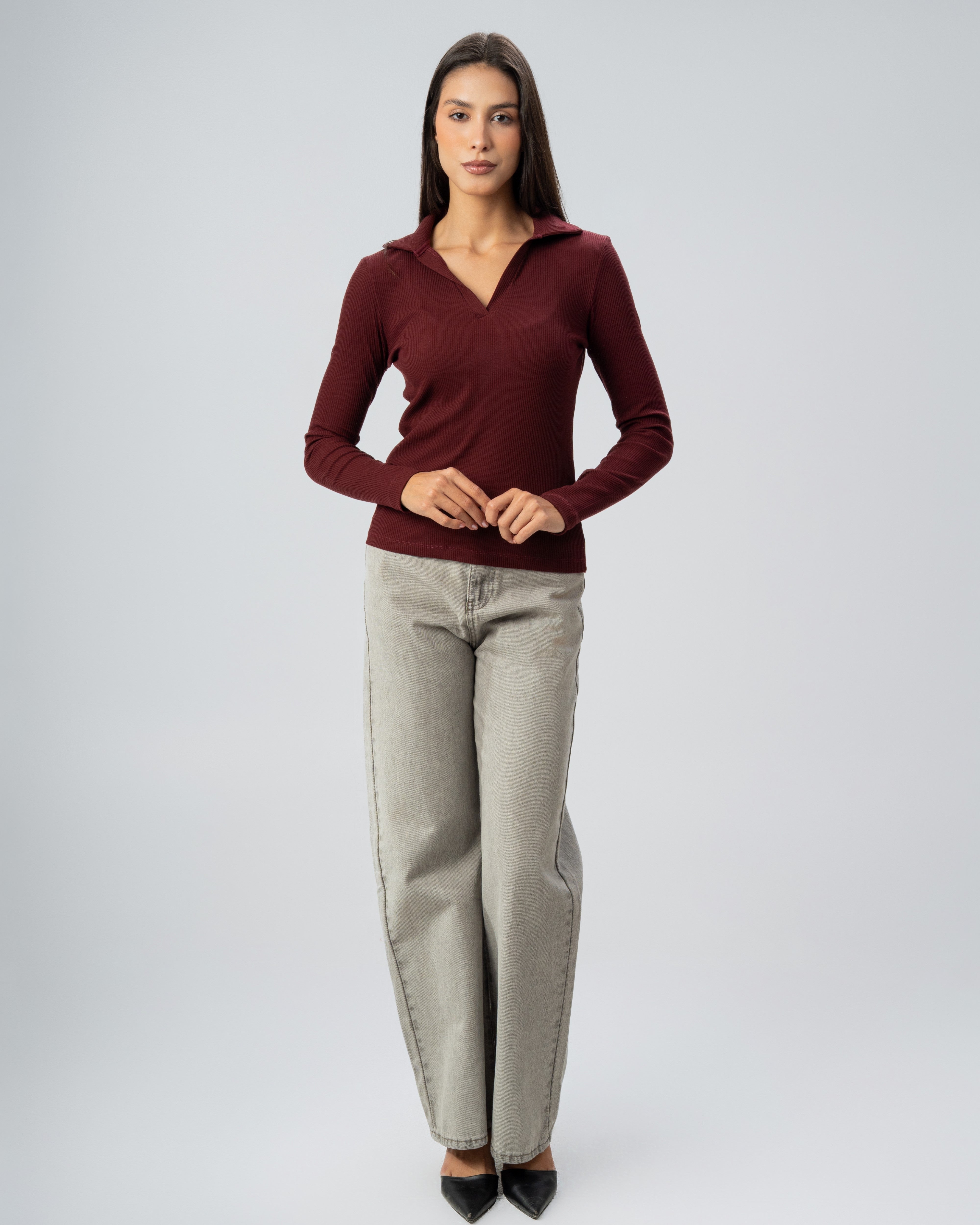 Basic Plain Crew Neck Top