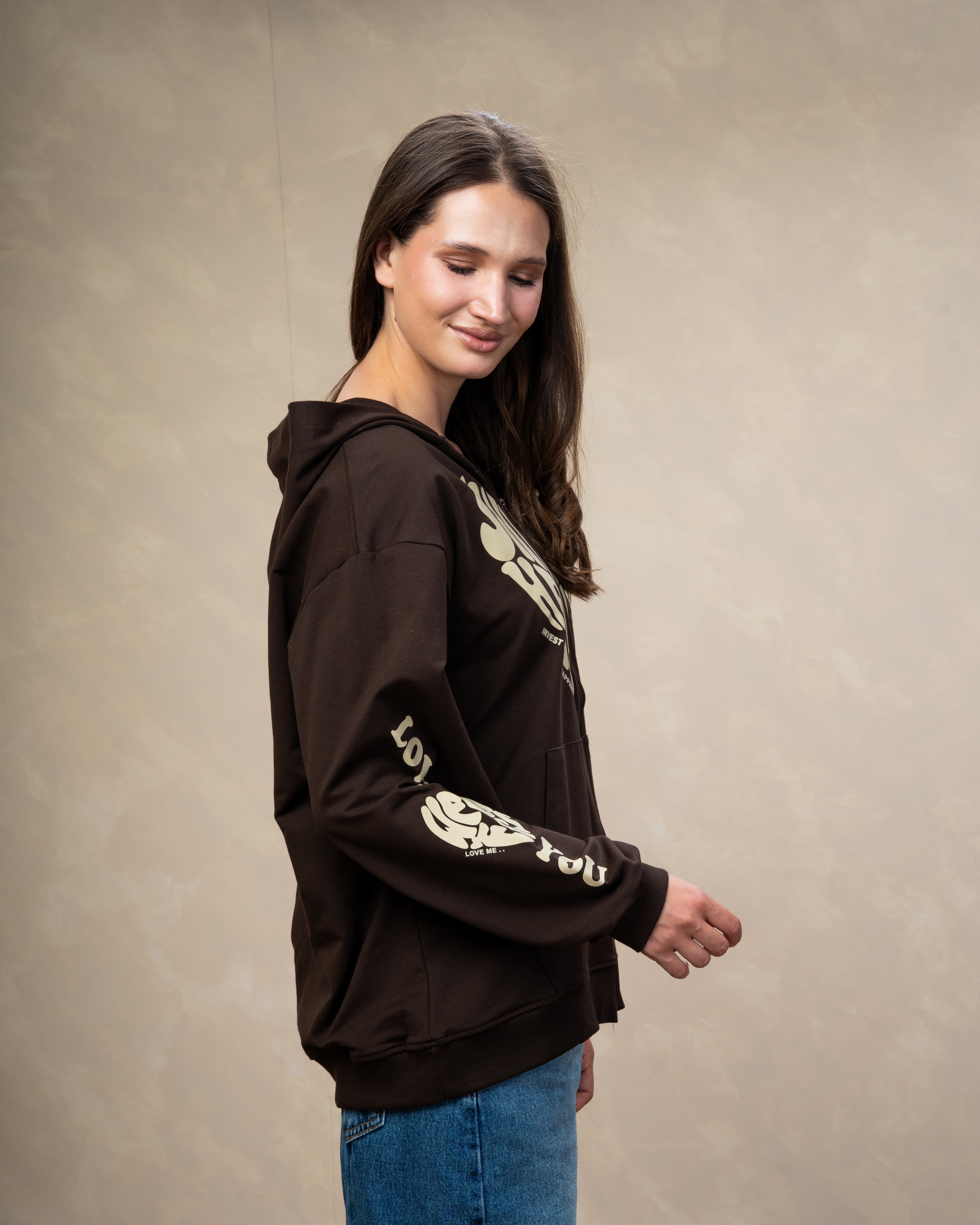 Heart Text Print Sweatshirt