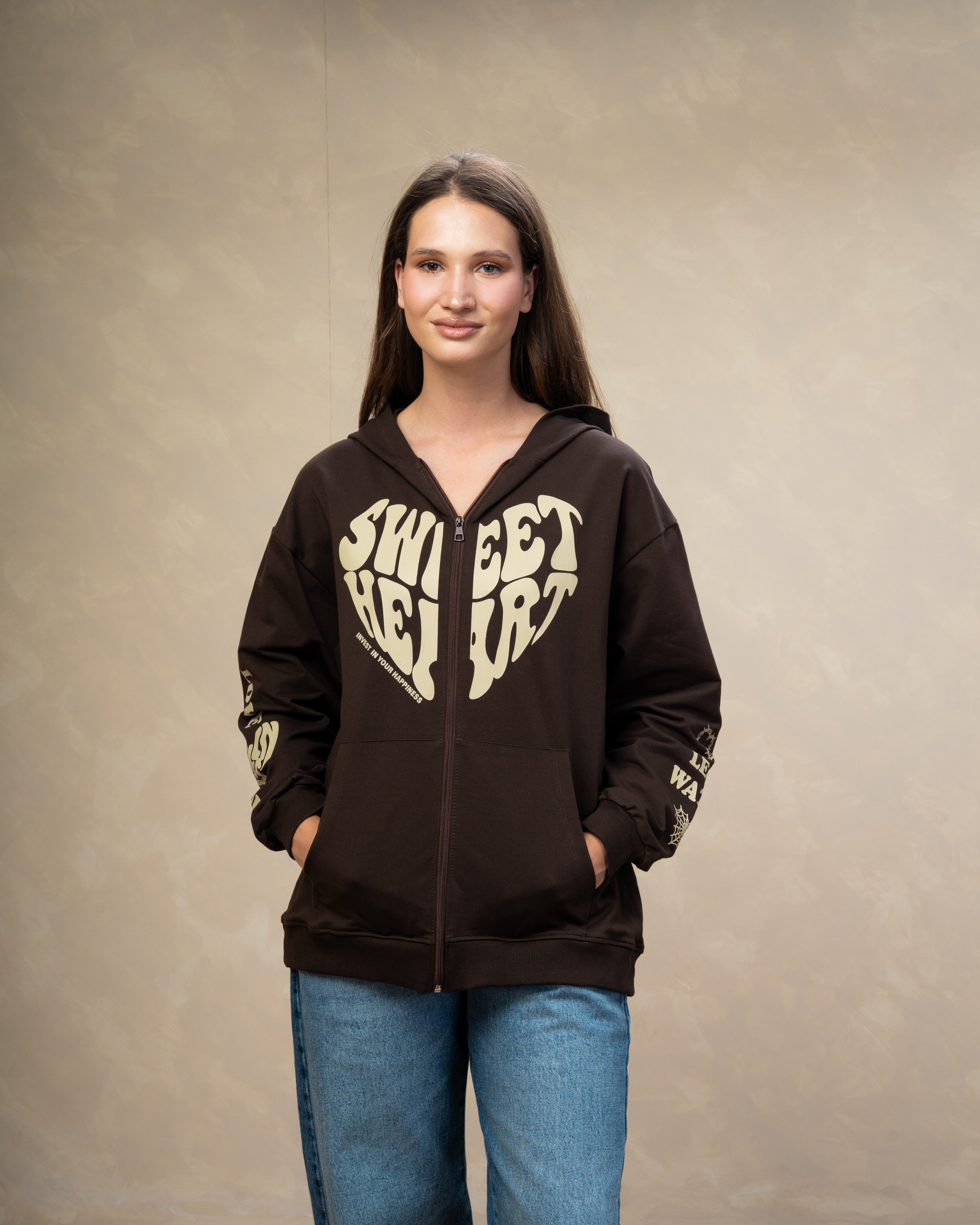 Heart Text Print Sweatshirt