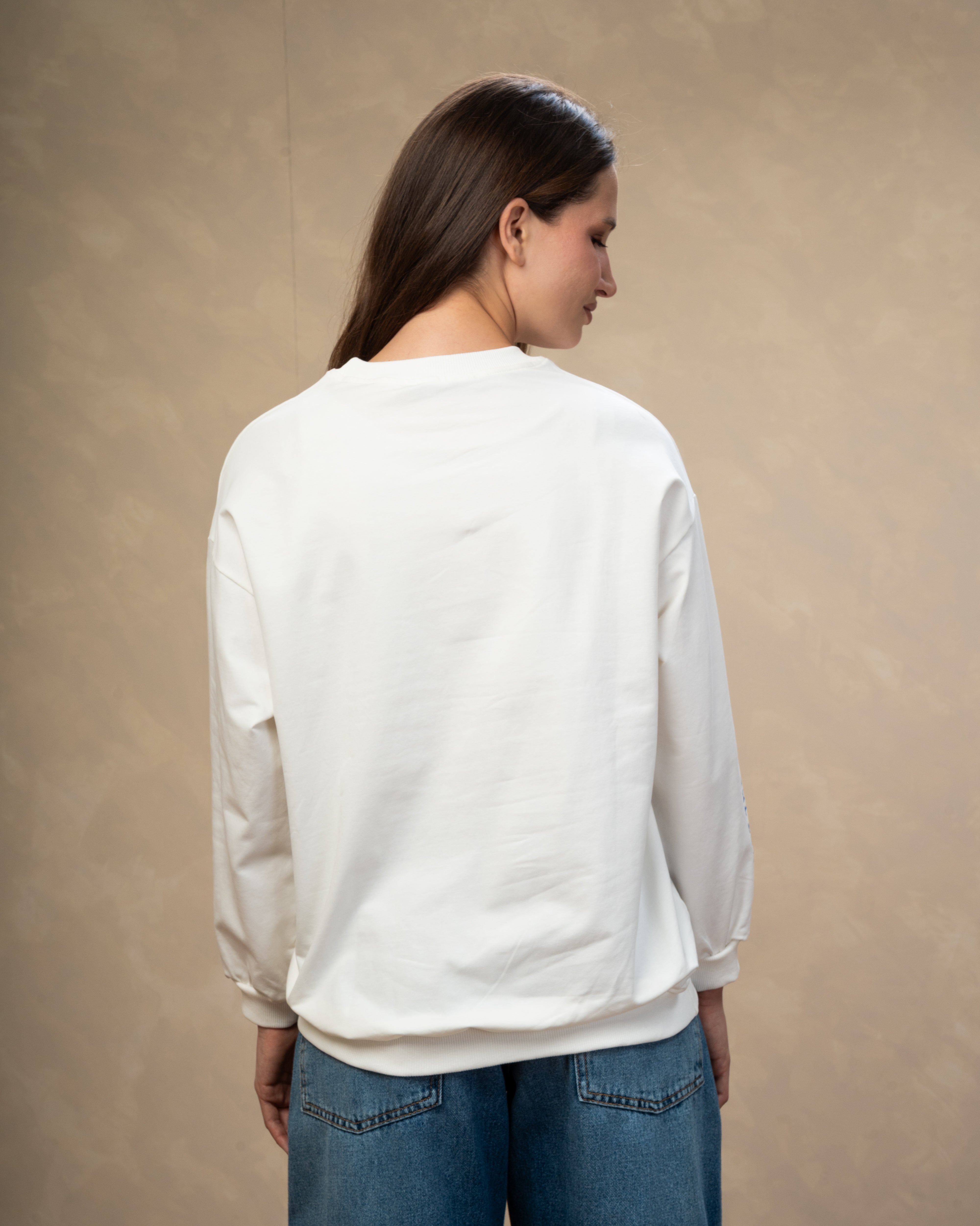 Text Print Sweatshirt - With Sleeve Detail