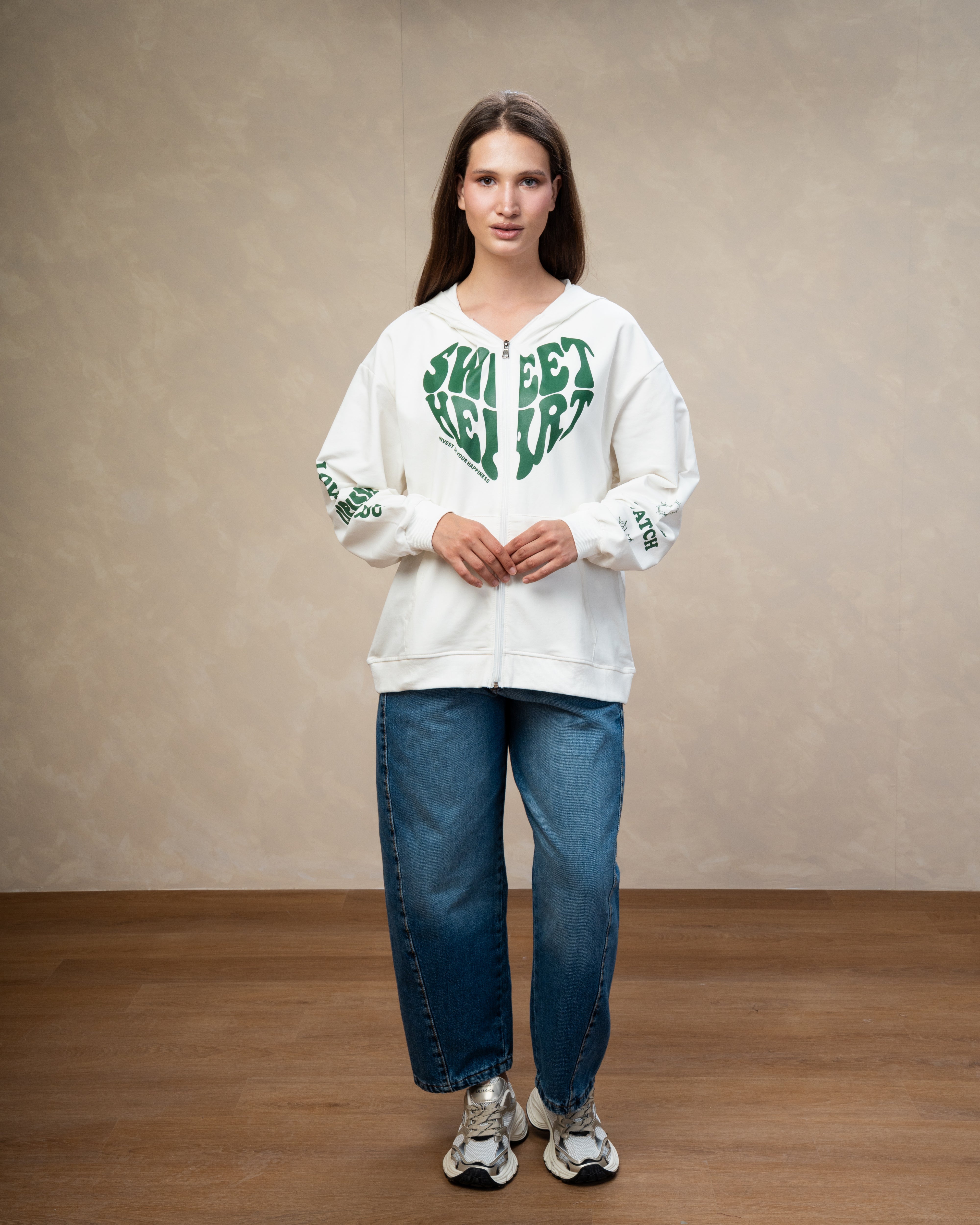 Heart Text Print Sweatshirt