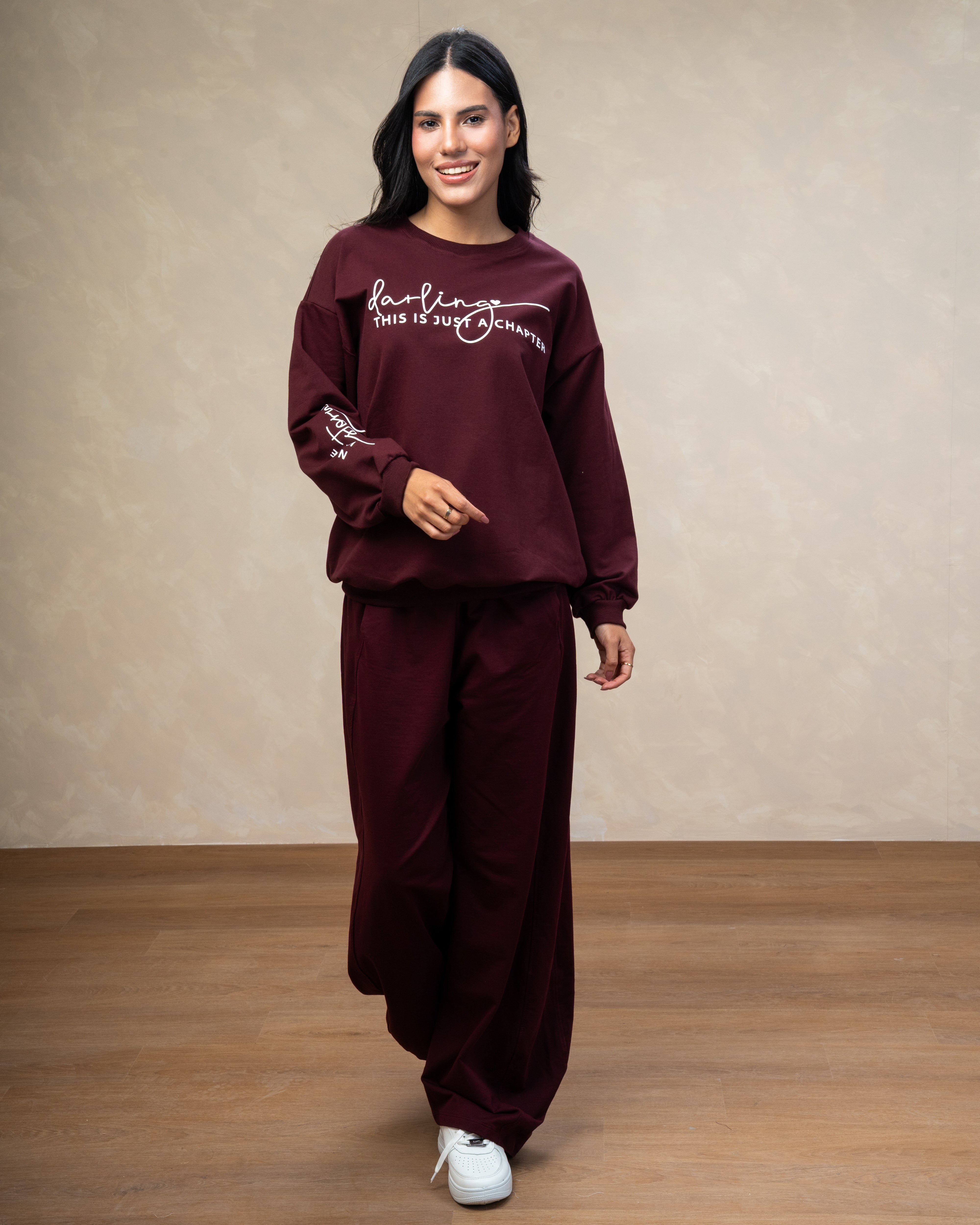 Text Print Sweatshirt - With Sleeve Detail