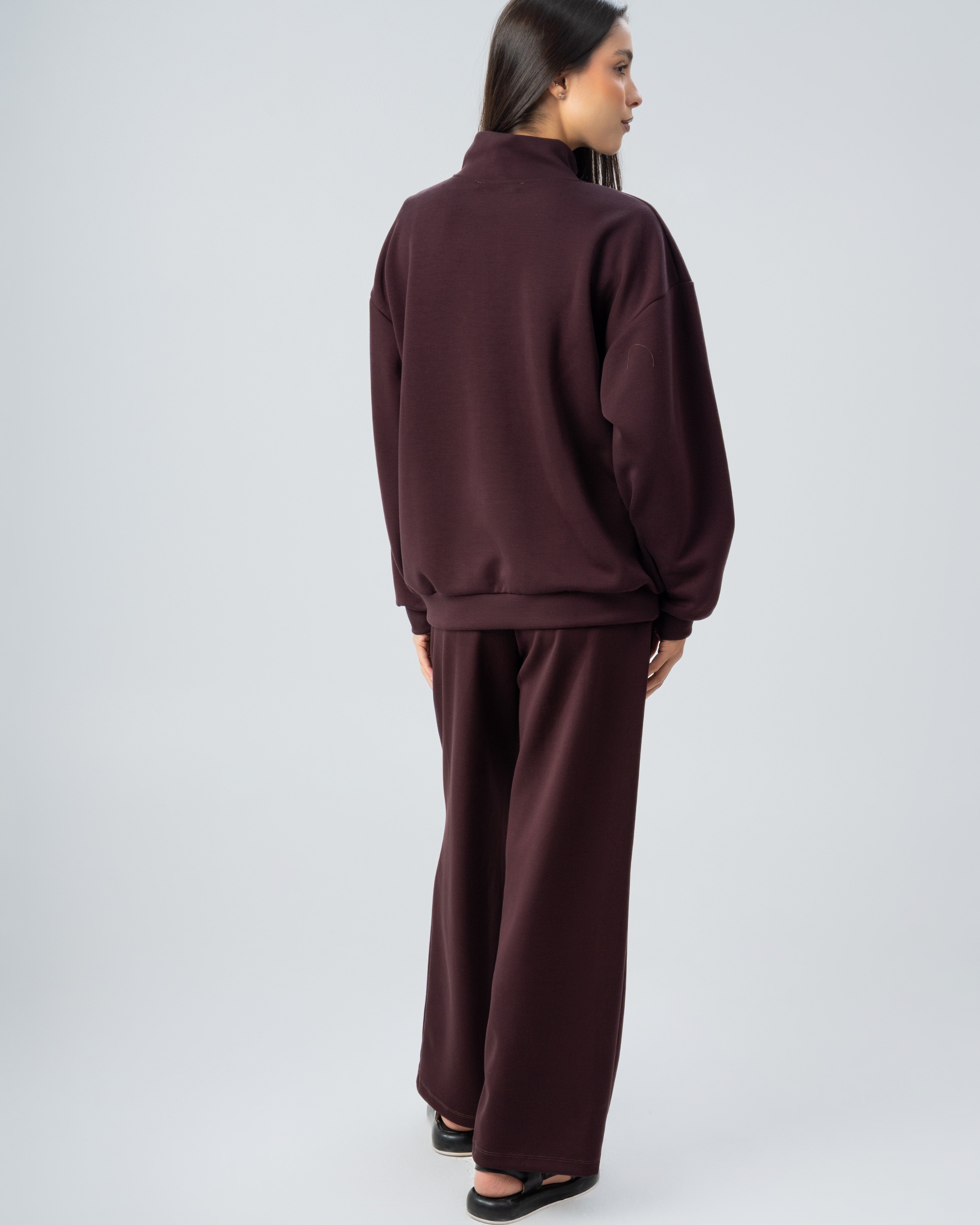 Plain Zip Neck Sweatshirt