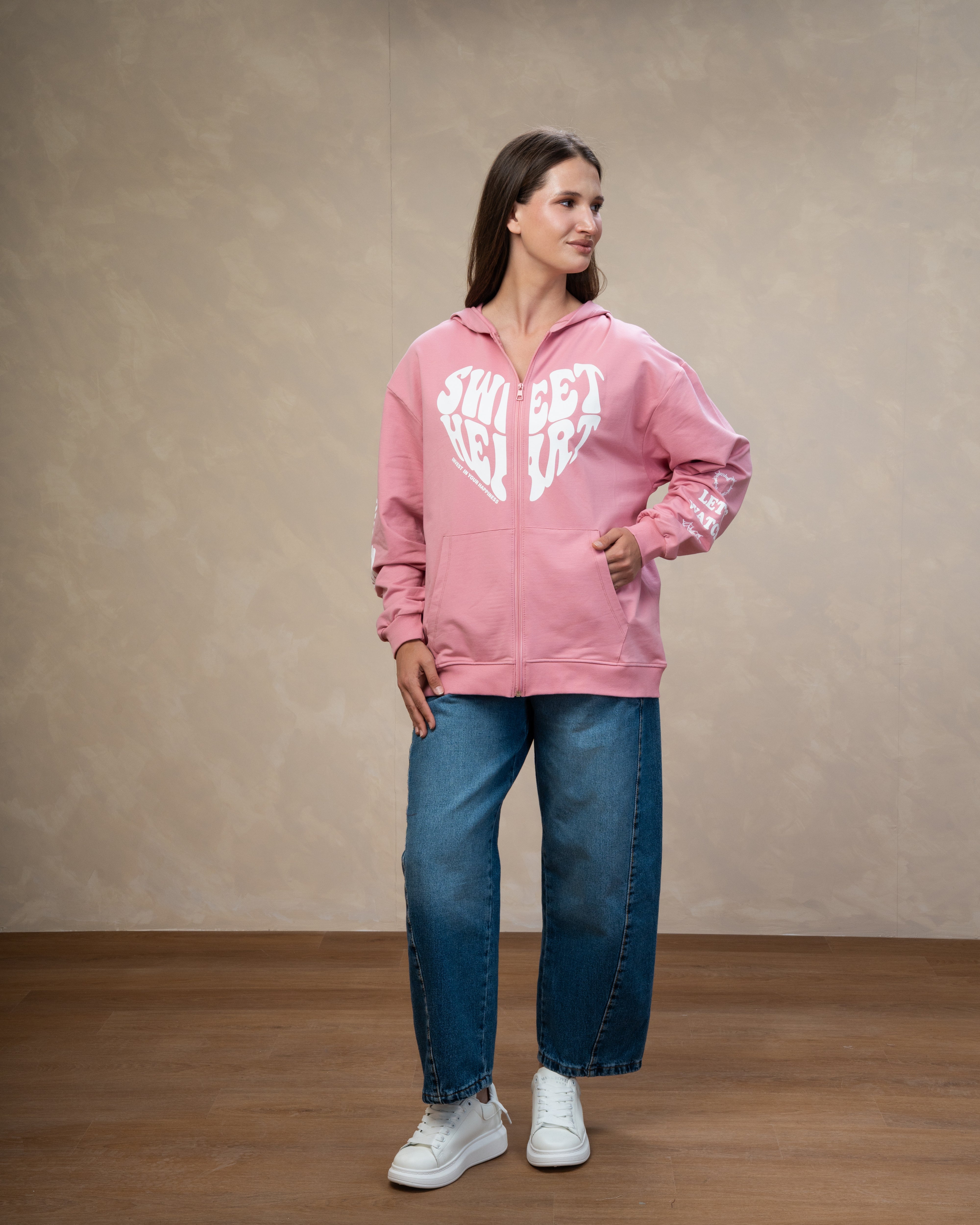 Heart Text Print Sweatshirt
